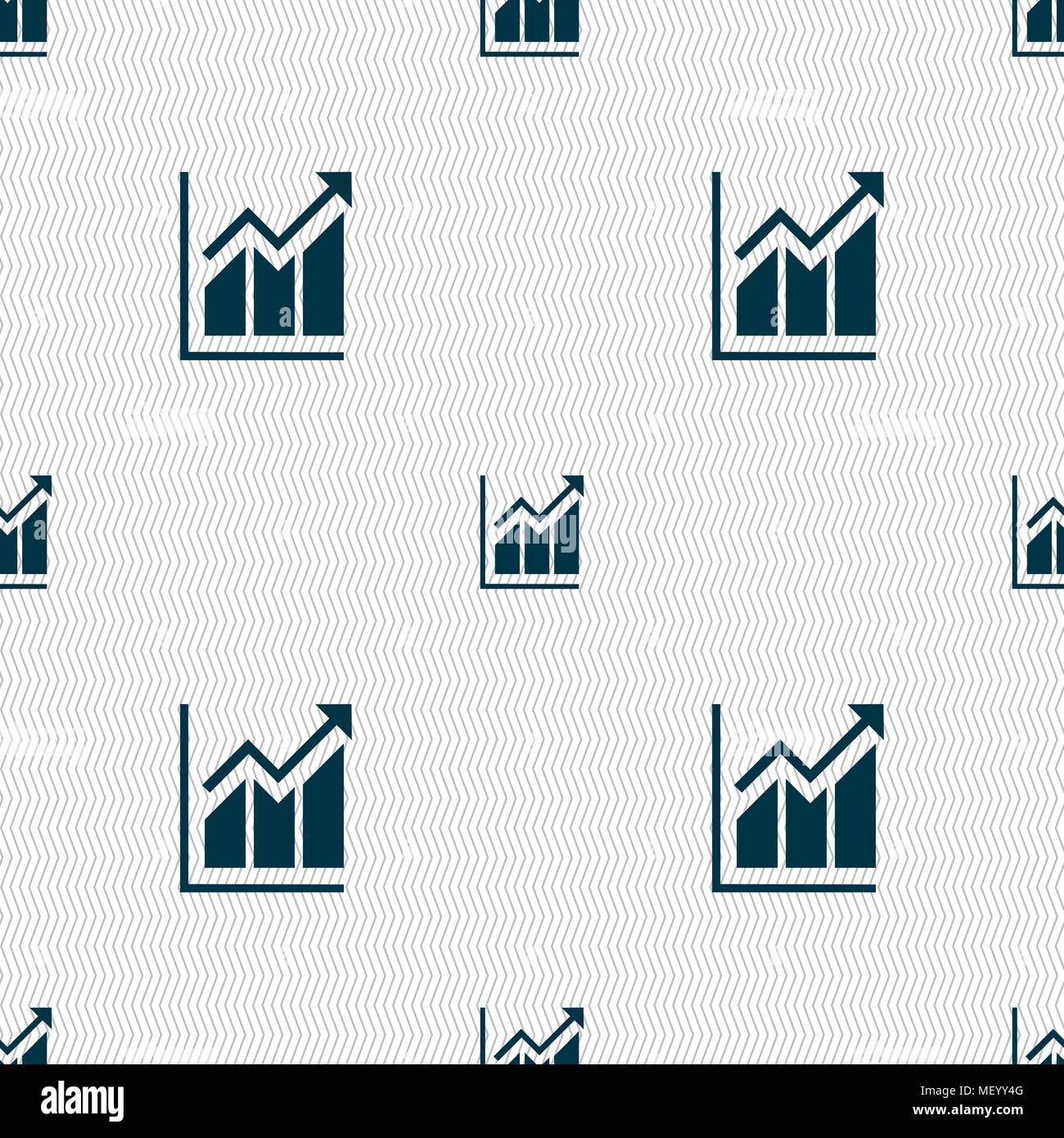 Growing bar chart icon sign. Seamless pattern with geometric texture. Vector illustration Stock Vector