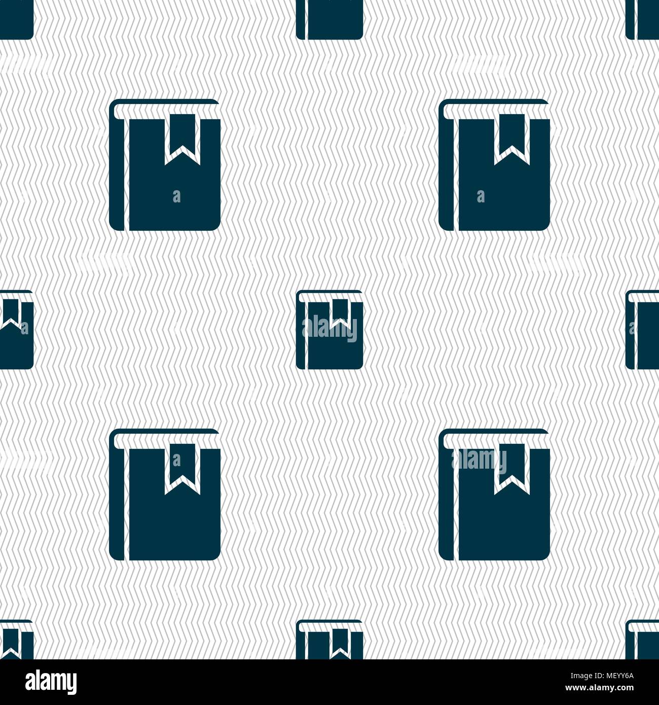 Book bookmark icon sign. Seamless pattern with geometric texture. Vector illustration Stock Vector