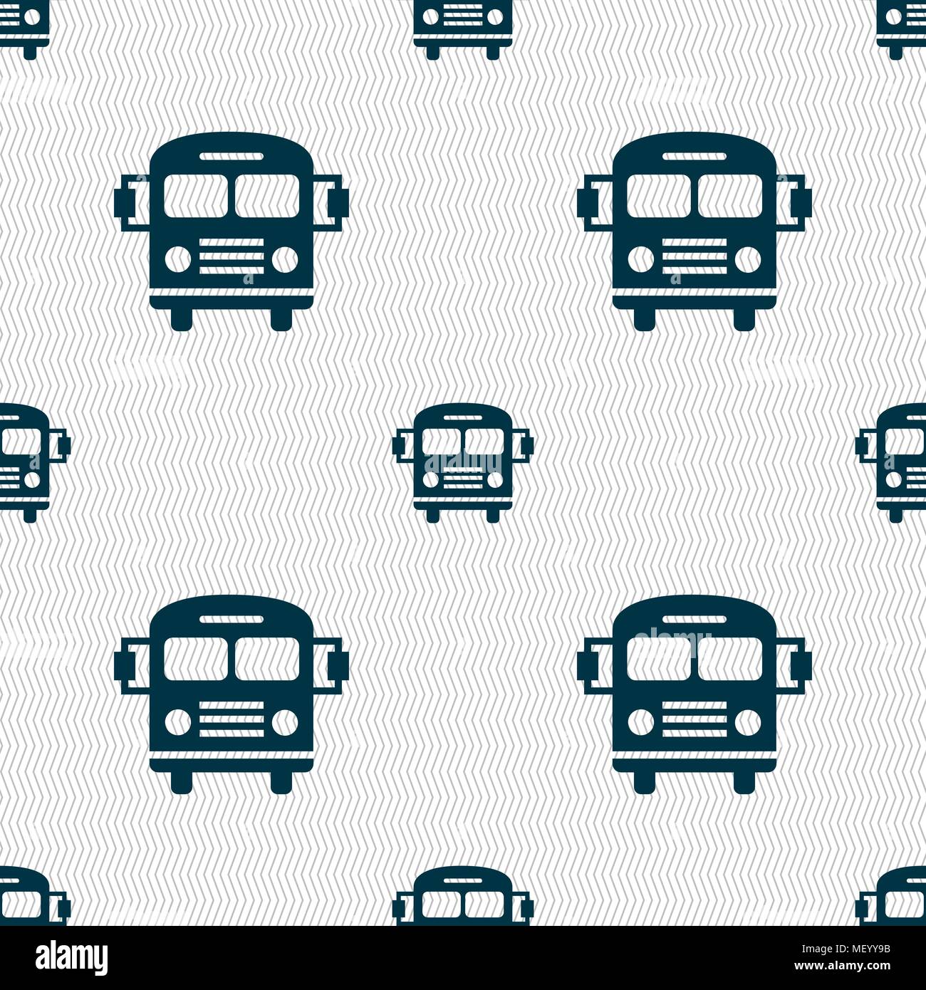 Bus icon sign. Seamless pattern with geometric texture. Vector ...