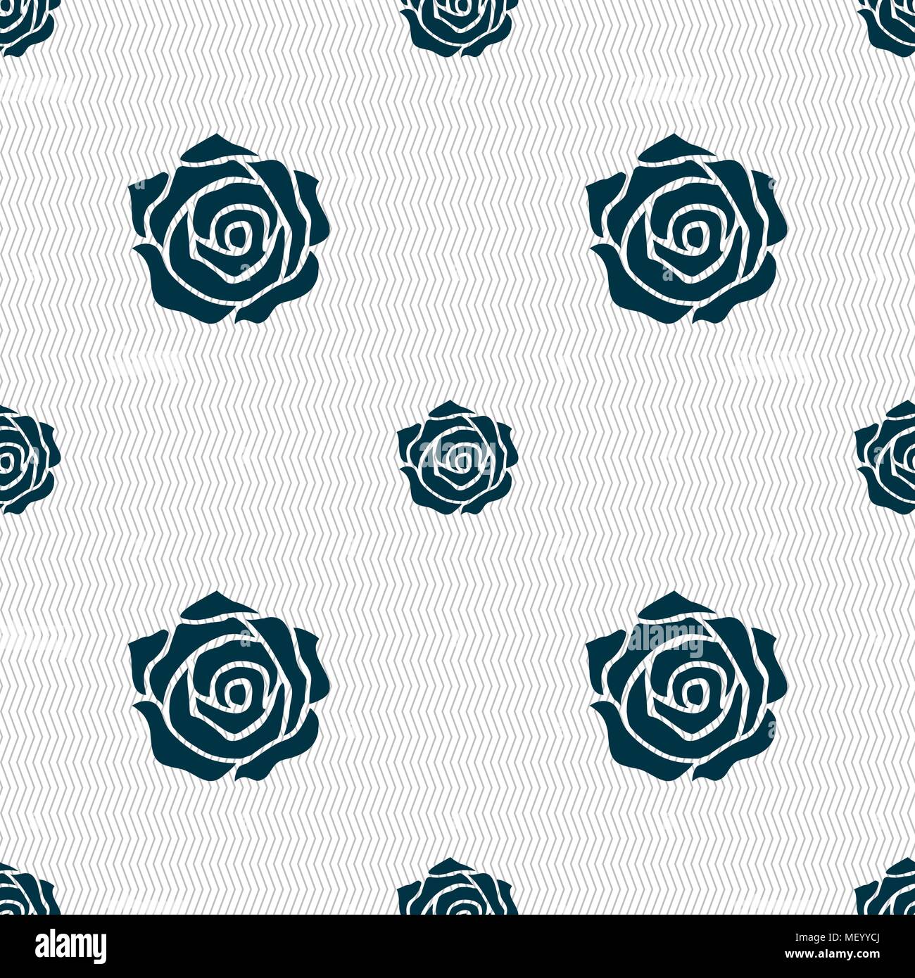 rose icon sign. Seamless pattern with geometric texture. Vector ...