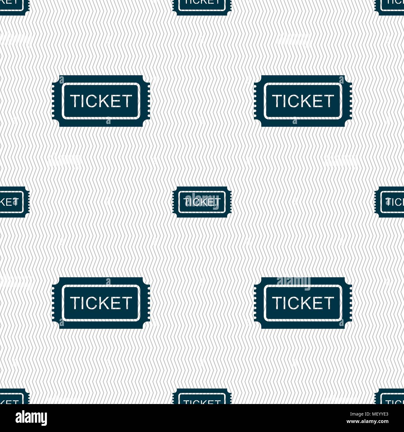 Ticket icon sign. Seamless pattern with geometric texture. Vector ...