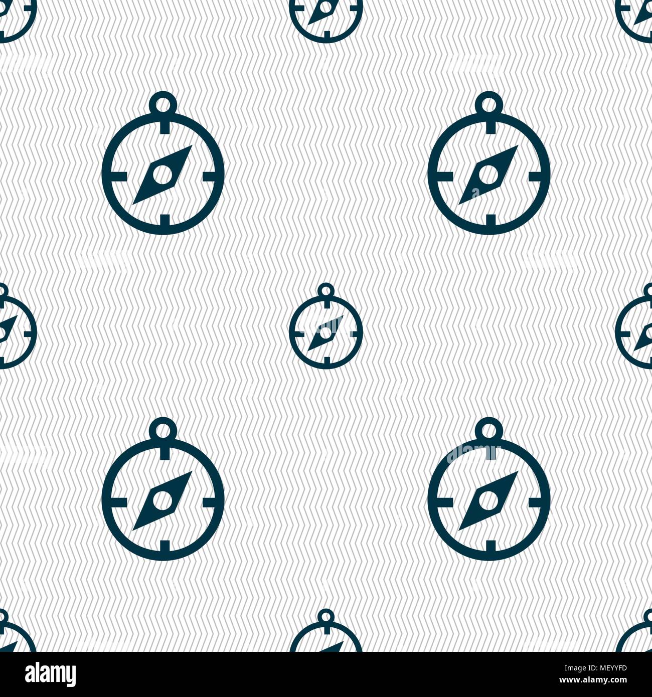 Compass icon sign. Seamless pattern with geometric texture. Vector ...