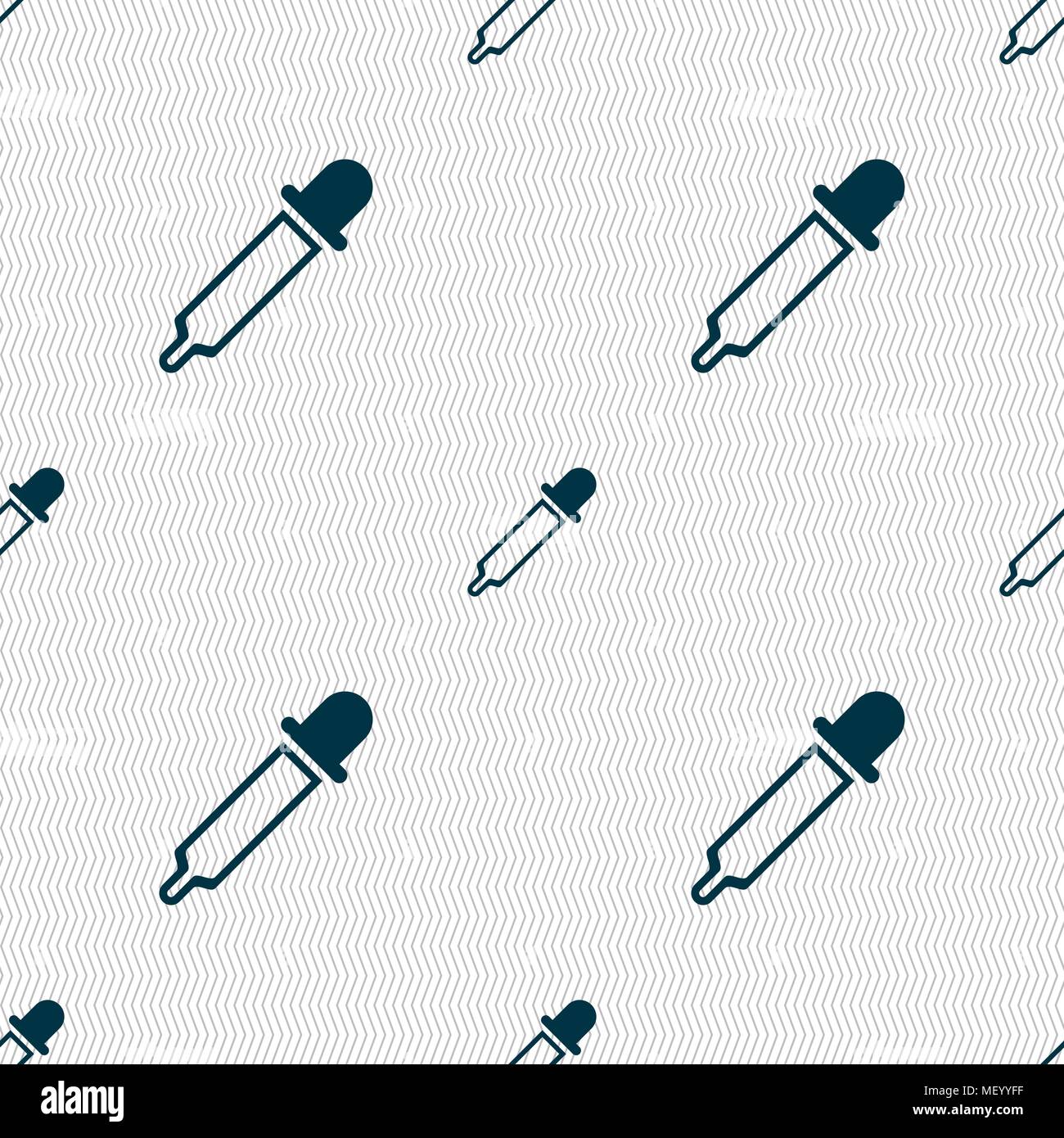 Pipette icon sign. Seamless pattern with geometric texture. Vector illustration Stock Vector