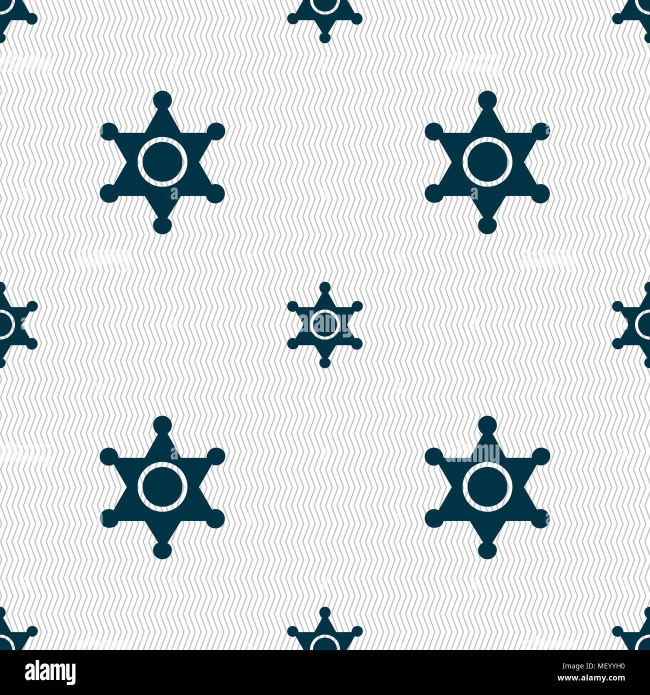 Sheriff, star icon sign. Seamless pattern with geometric texture. Vector illustration Stock Vector