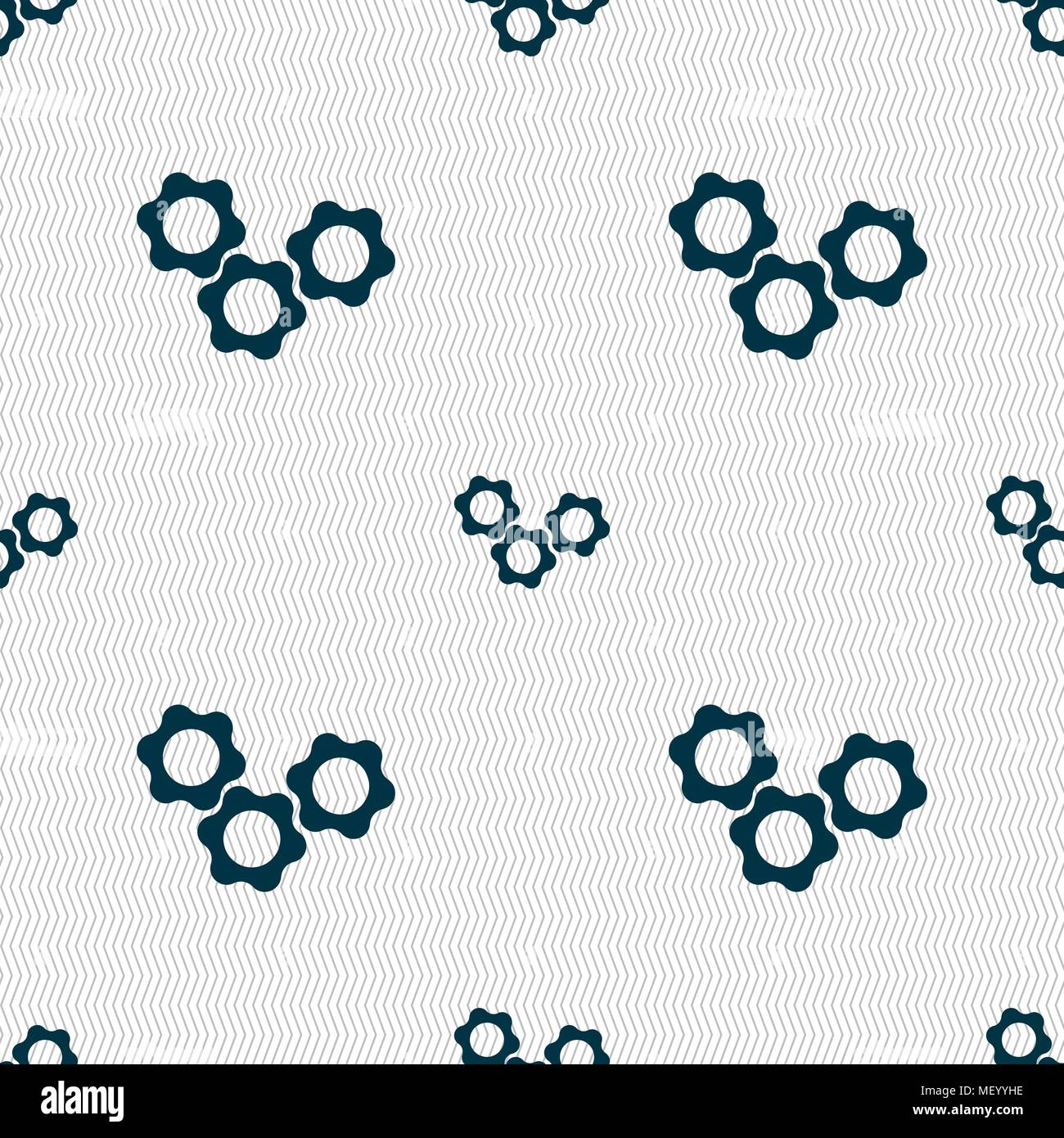 gears icon sign. Seamless pattern with geometric texture. Vector illustration Stock Vector