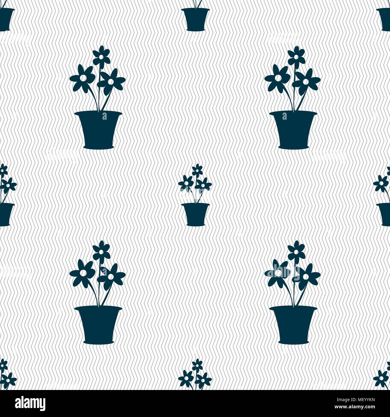 vase of flowers icon sign. Seamless pattern with geometric texture ...