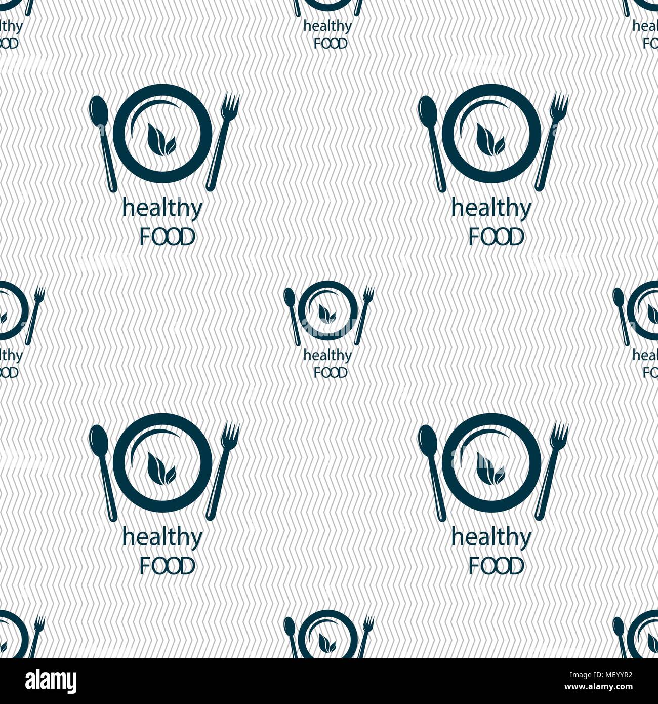 healthy food concept sign. Seamless pattern with geometric texture. Vector illustration Stock Vector