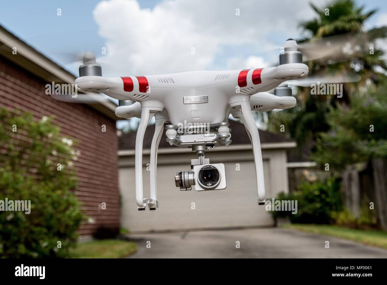 drone in the backyard Stock Photo