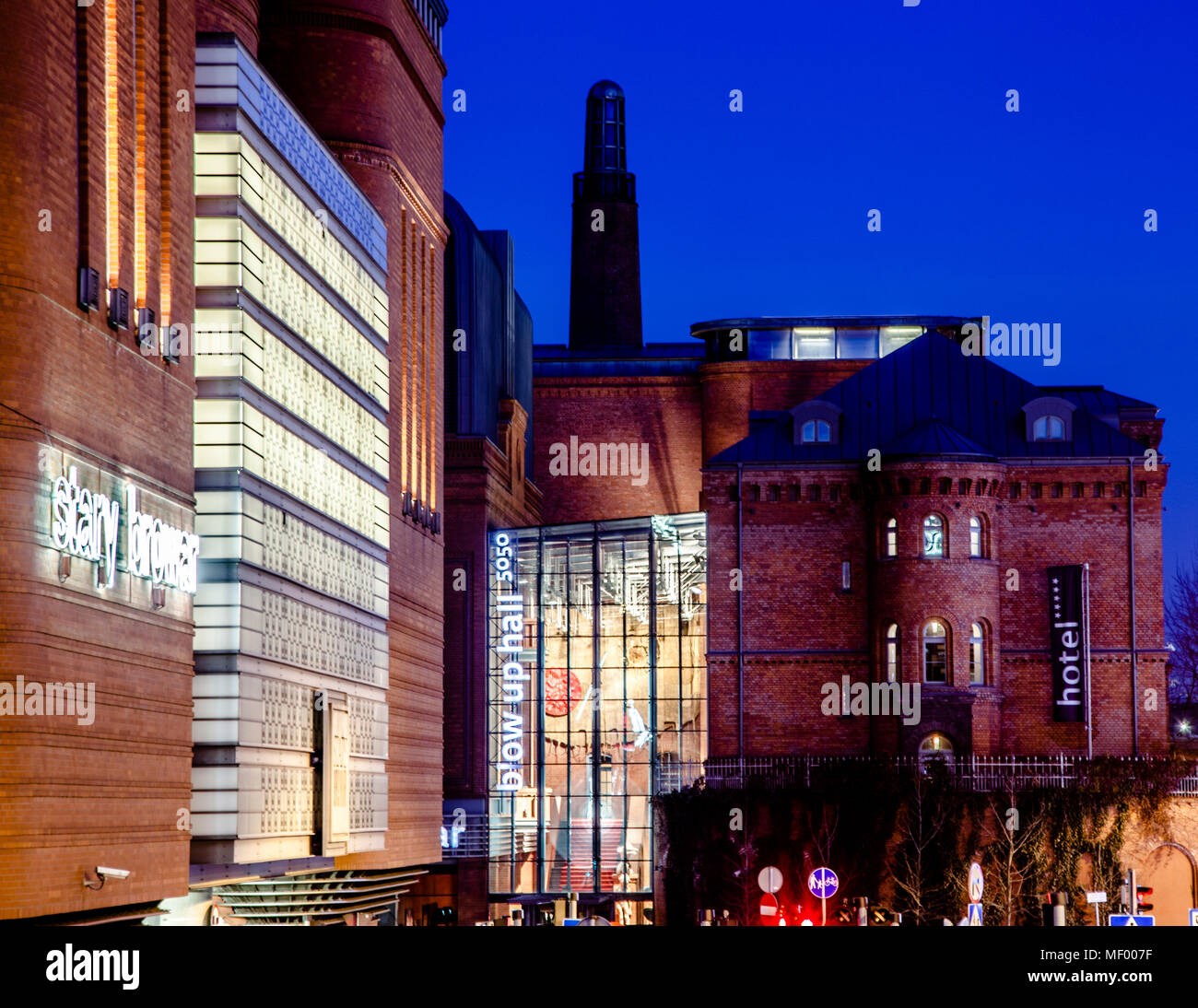 The Hotel Blow-up Hall has moved into the old Poznan brewery, Hotel Blow up Hall 5050, Posen Stock Photo