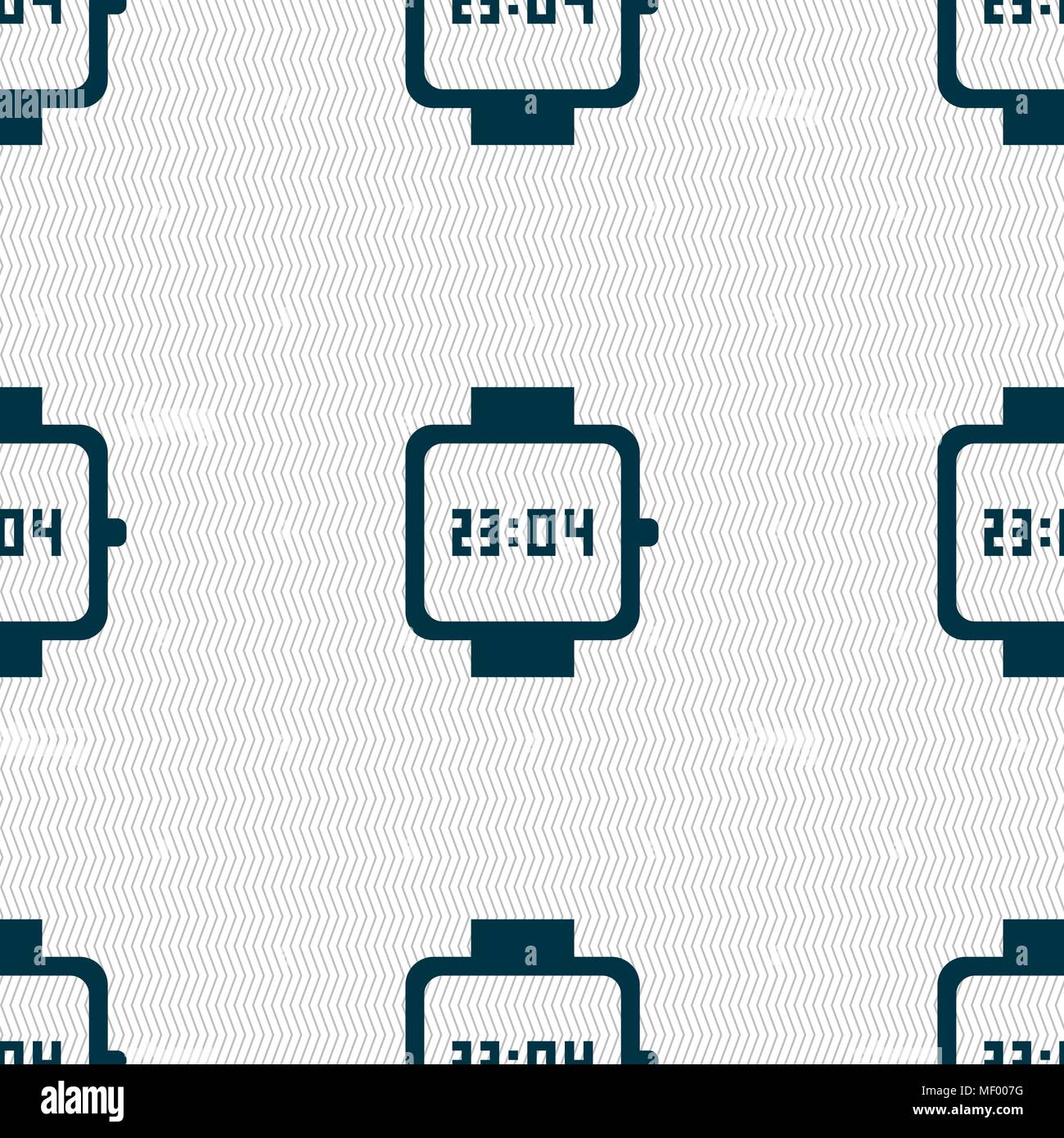 wristwatch icon sign. Seamless pattern with geometric texture. Vector illustration Stock Vector