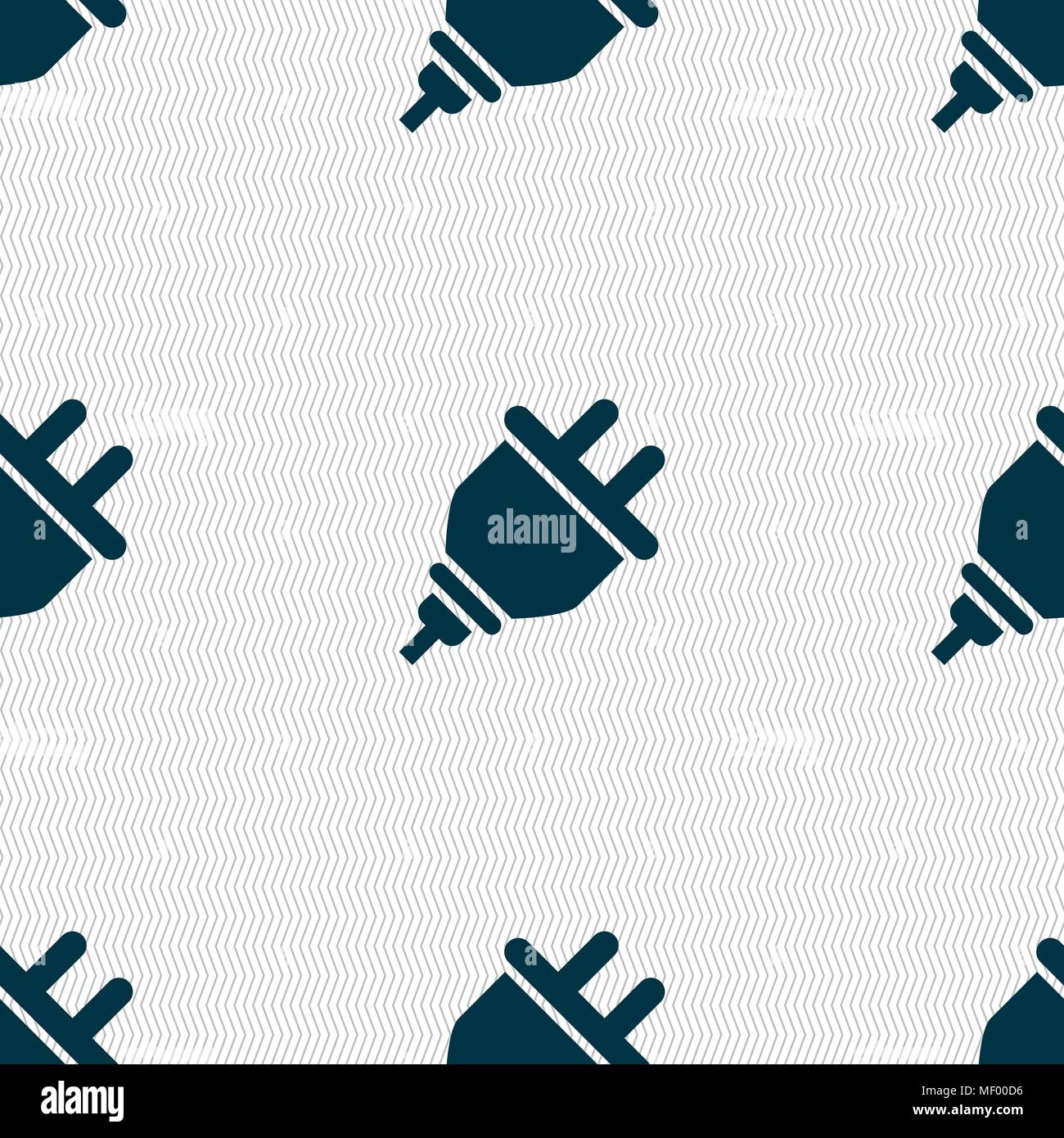 plug icon sign. Seamless pattern with geometric texture. Vector illustration Stock Vector