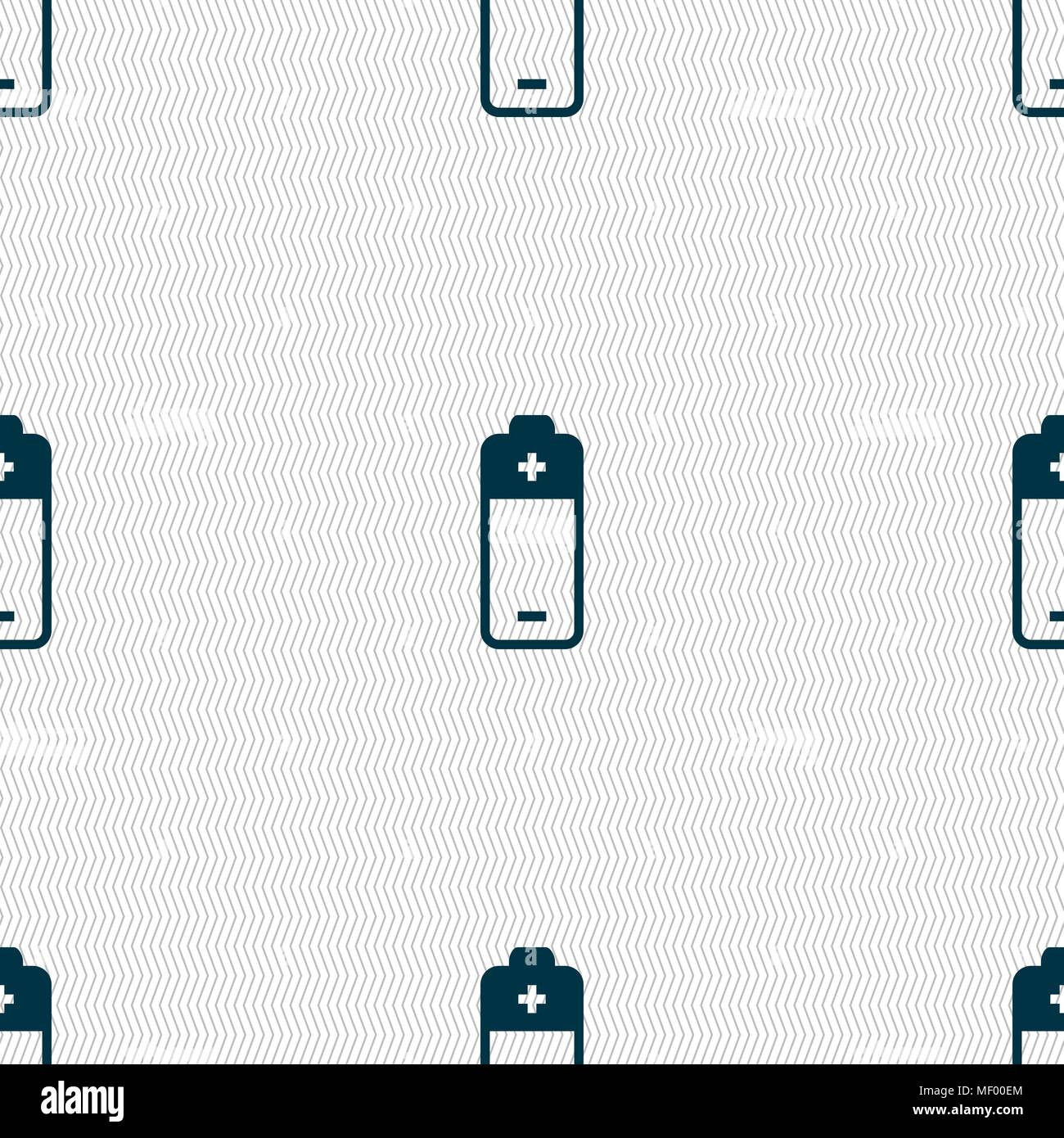 battery icon sign. Seamless pattern with geometric texture. Vector illustration Stock Vector