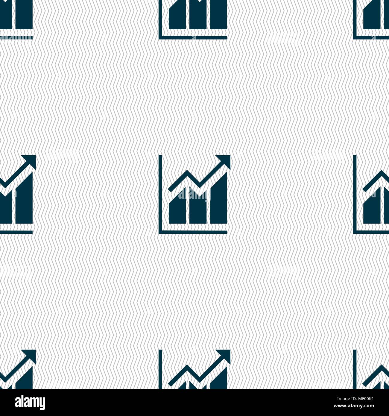 Growing bar chart icon sign. Seamless pattern with geometric texture. Vector illustration Stock Vector