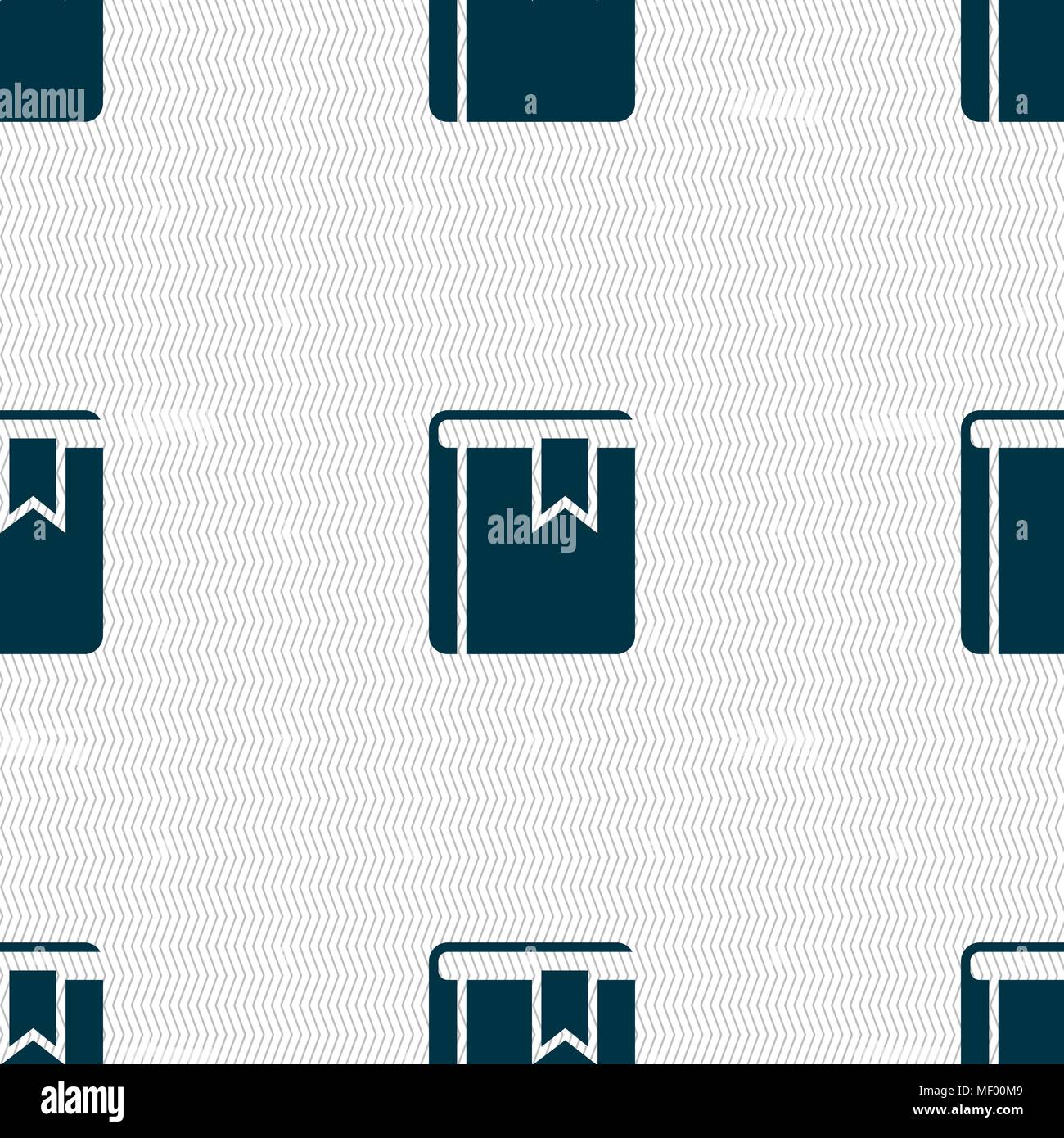 Book bookmark icon sign. Seamless pattern with geometric texture. Vector illustration Stock Vector