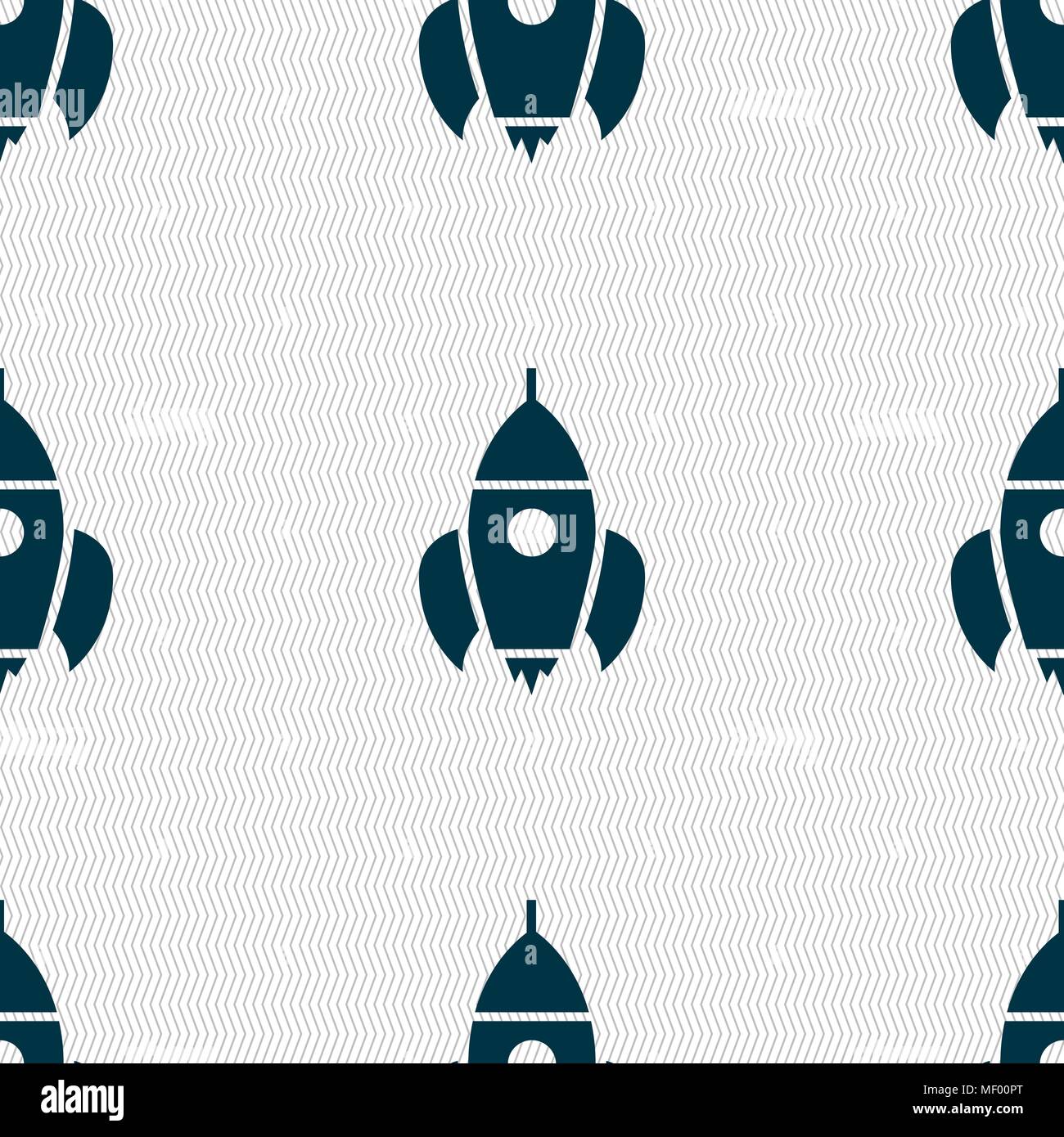 Rocket icon sign. Seamless pattern with geometric texture. Vector ...