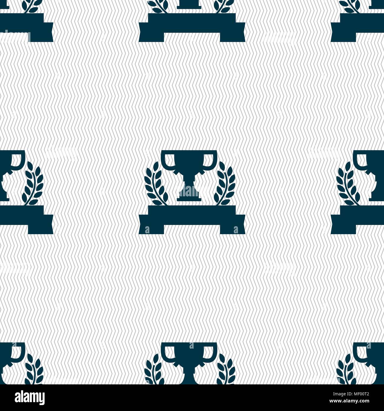 Trophy Cup icon sign. Seamless pattern with geometric texture. Vector ...