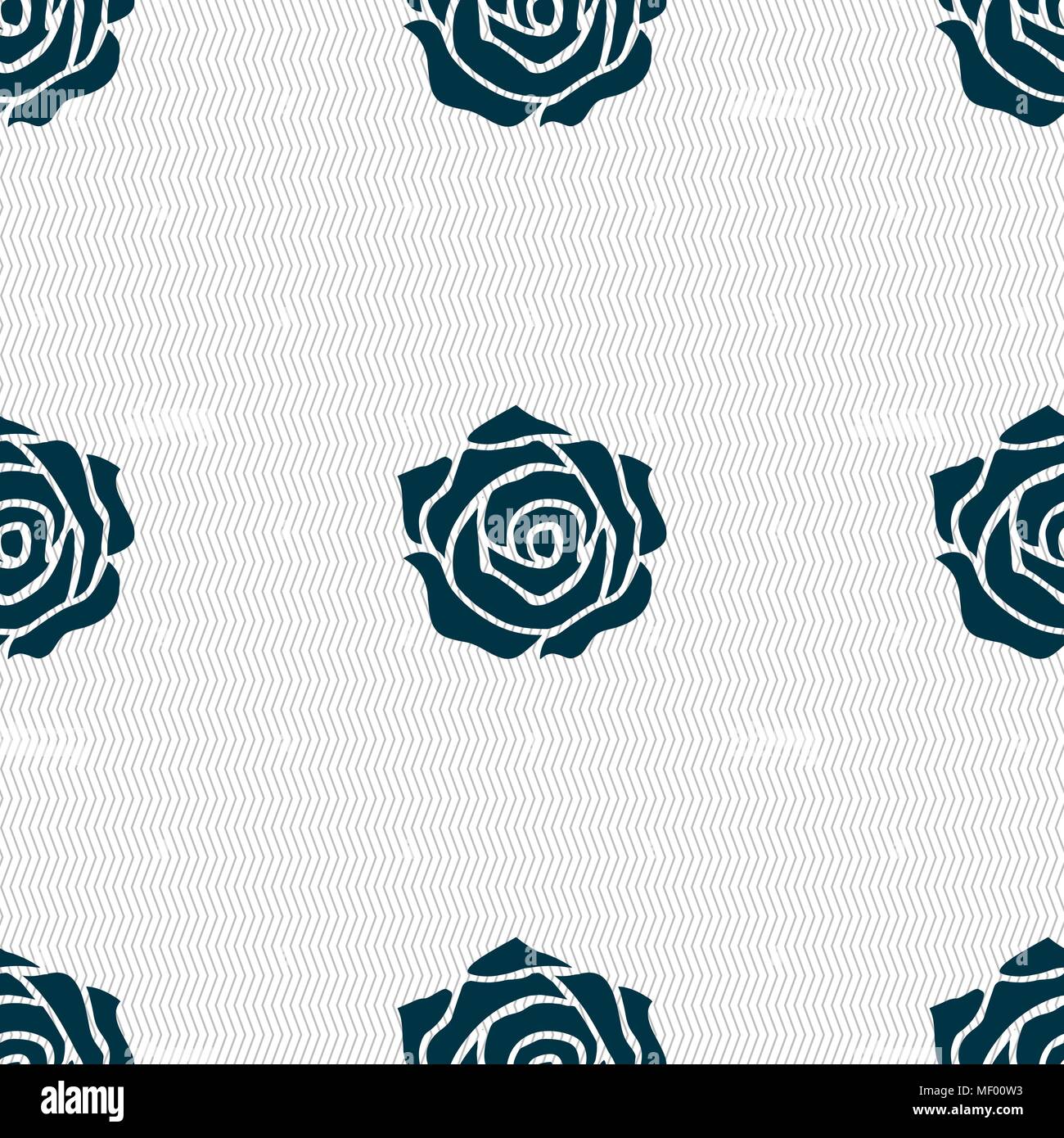 rose icon sign. Seamless pattern with geometric texture. Vector ...