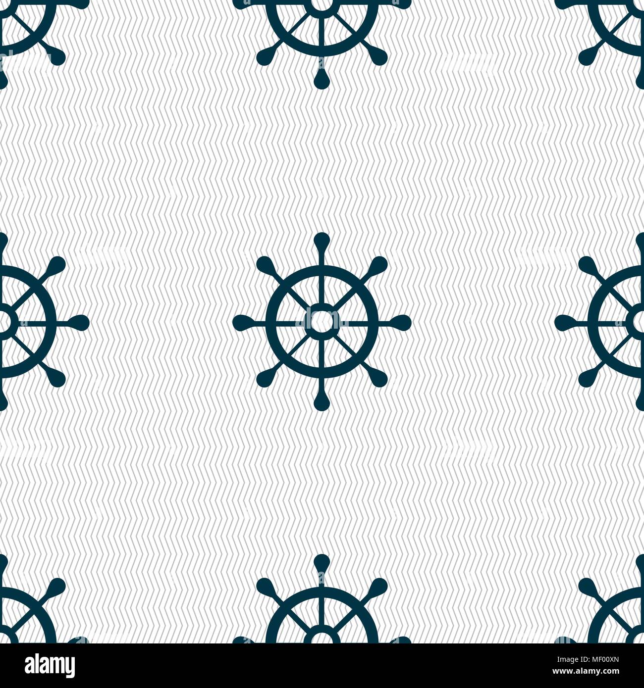 ship helm icon sign. Seamless pattern with geometric texture. Vector ...