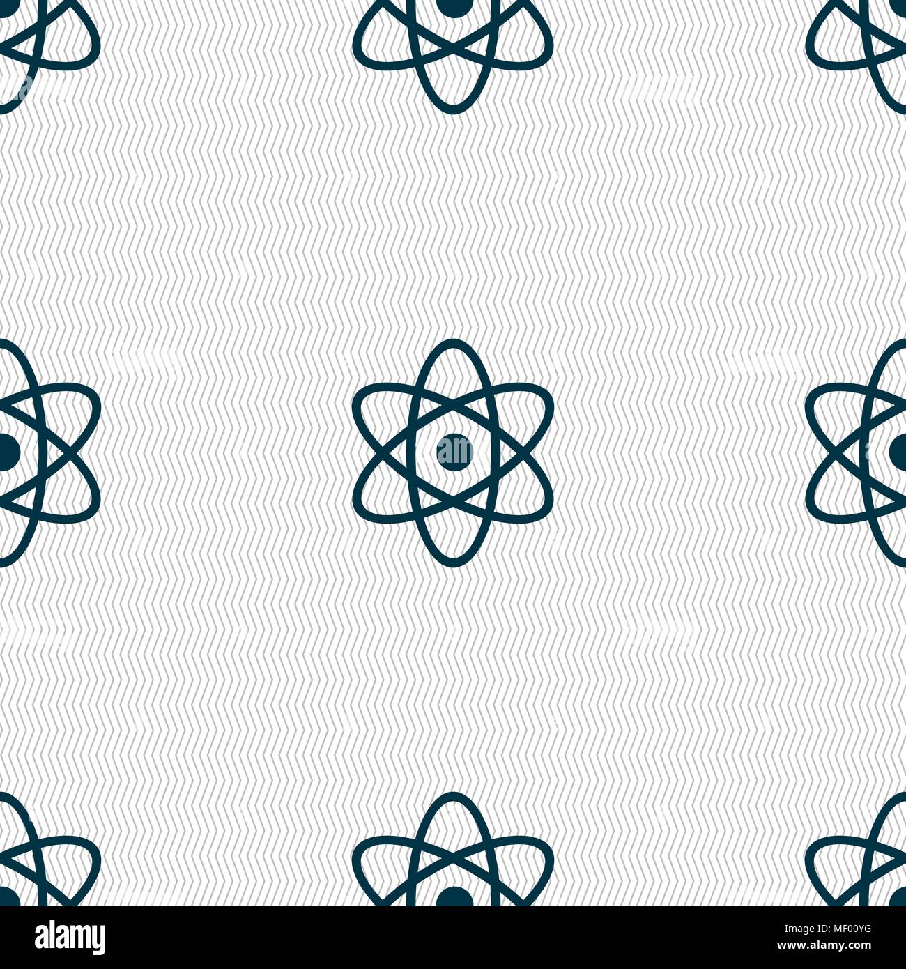 Atom, physics icon sign. Seamless pattern with geometric texture ...