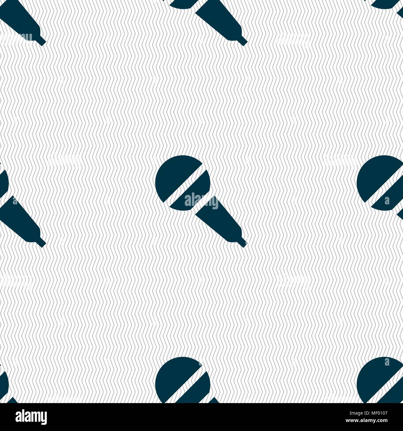 Microphone icon sign. Seamless pattern with geometric texture. Vector illustration Stock Vector