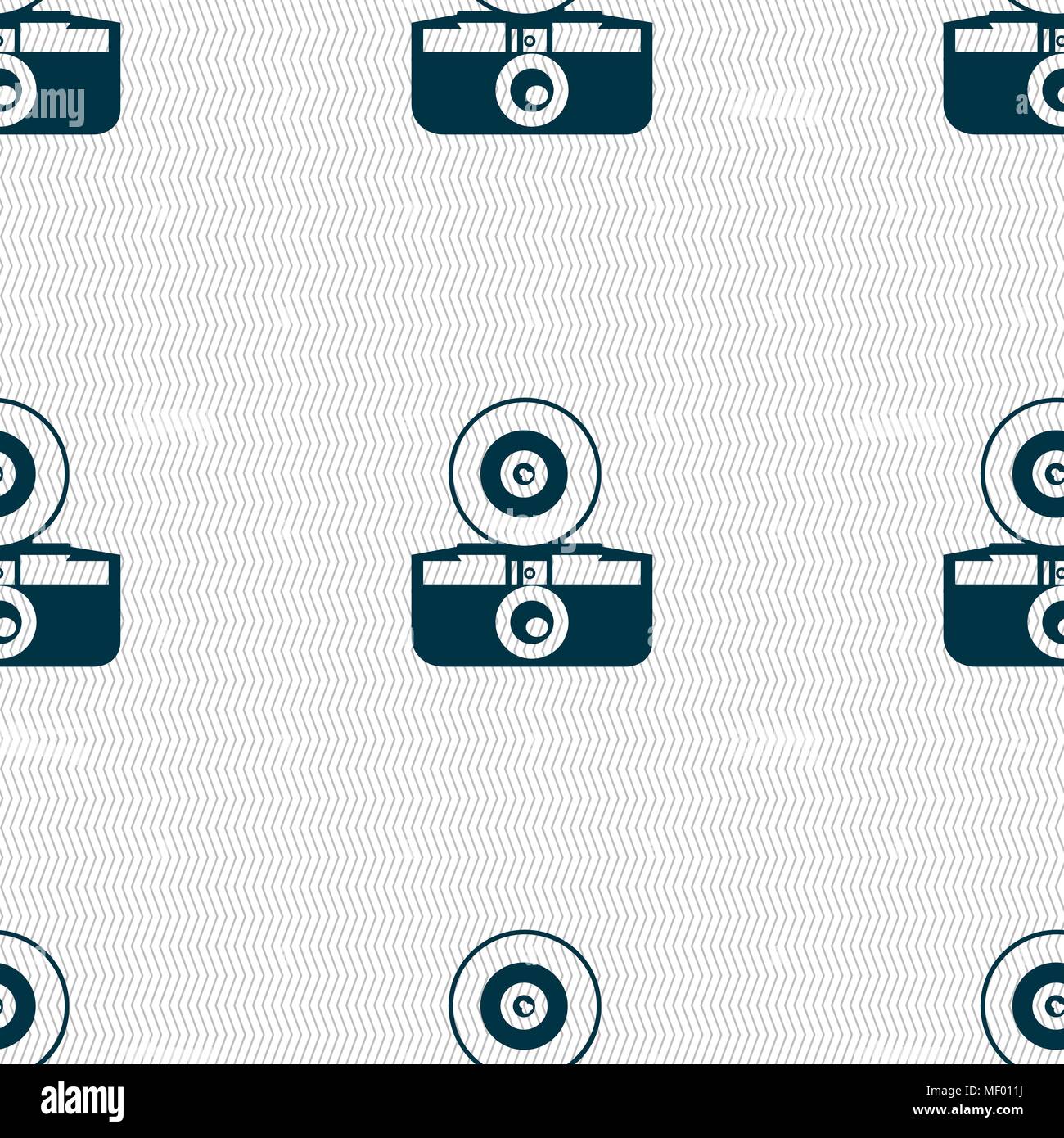 retro photo camera icon sign. Seamless pattern with geometric texture ...