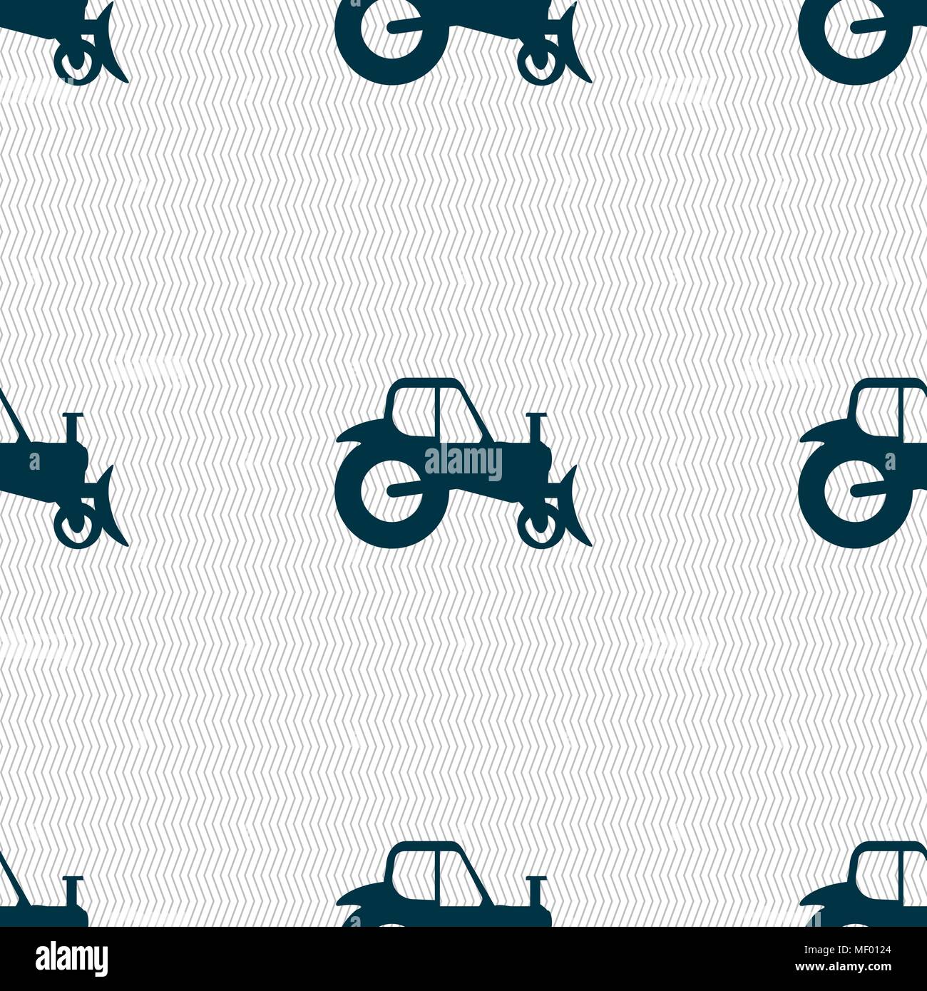 Tractor icon sign. Seamless pattern with geometric texture. Vector illustration Stock Vector