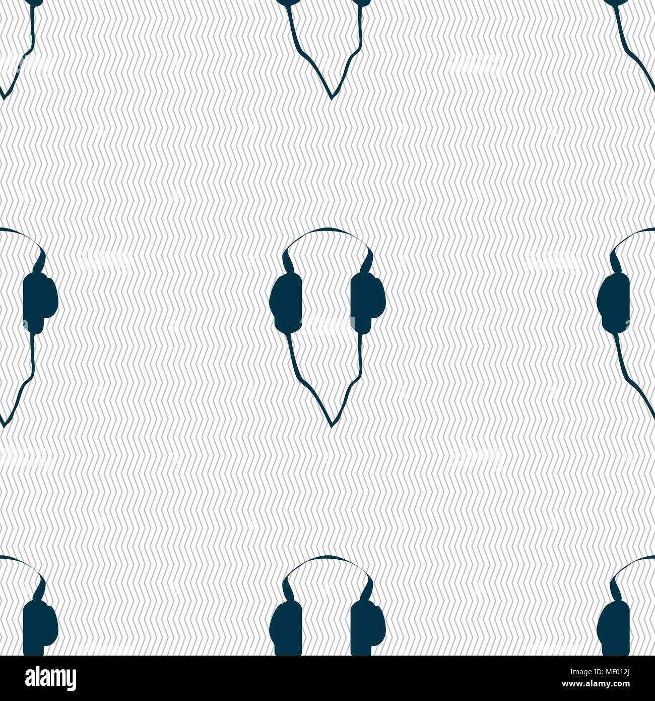 headphones icon sign. Seamless pattern with geometric texture. Vector ...