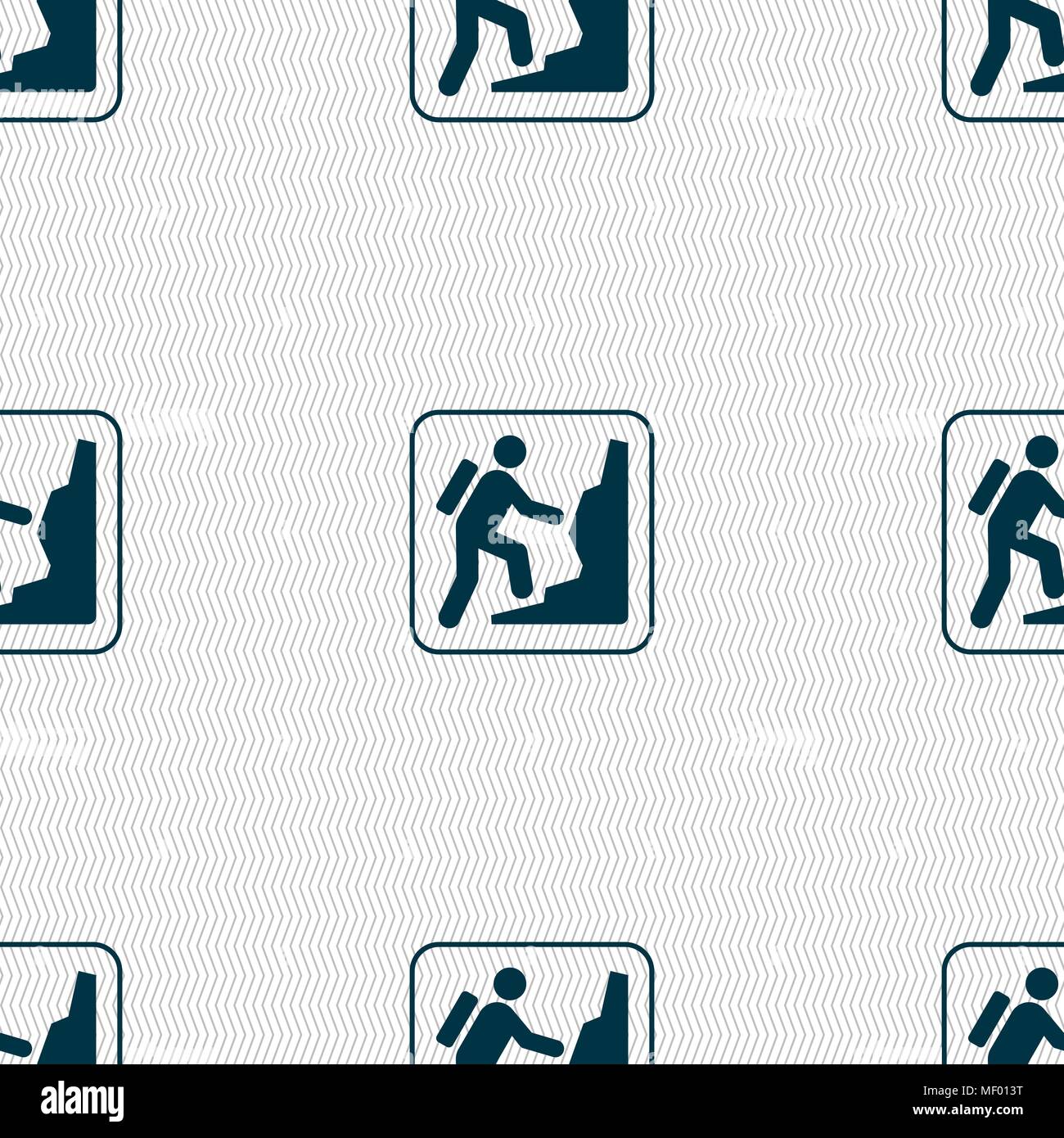 rock climbing sign. Seamless pattern with geometric texture. Vector illustration Stock Vector