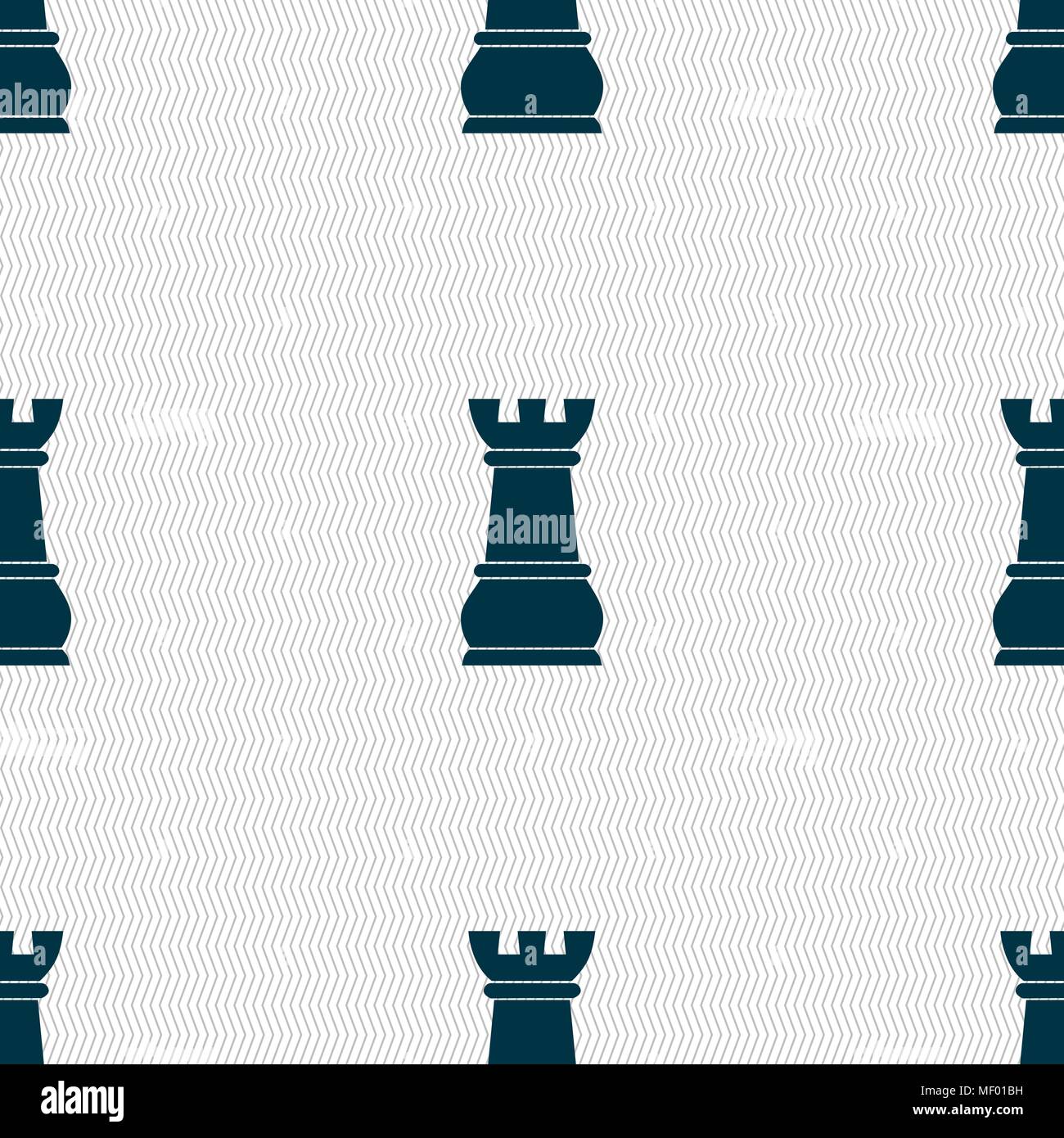 Chess Rook sign. Seamless pattern with geometric texture. Vector illustration Stock Vector