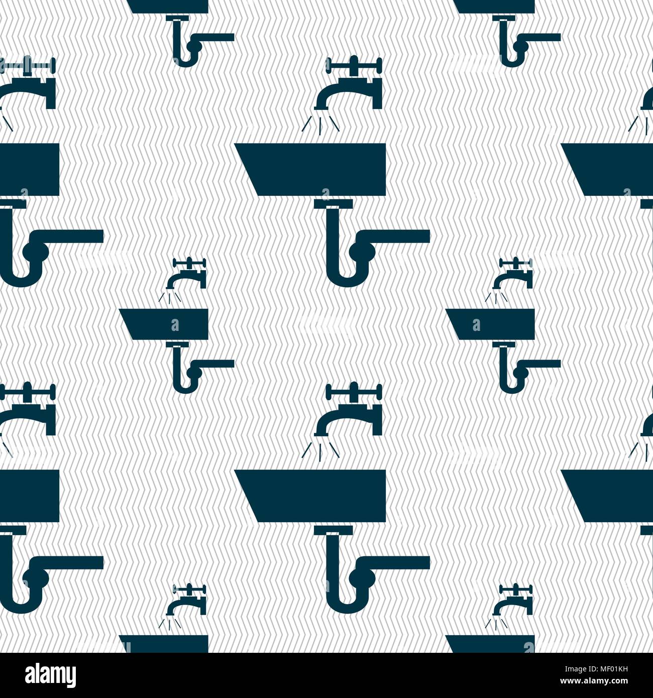Washbasin icon sign. Seamless pattern with geometric texture. Vector illustration Stock Vector