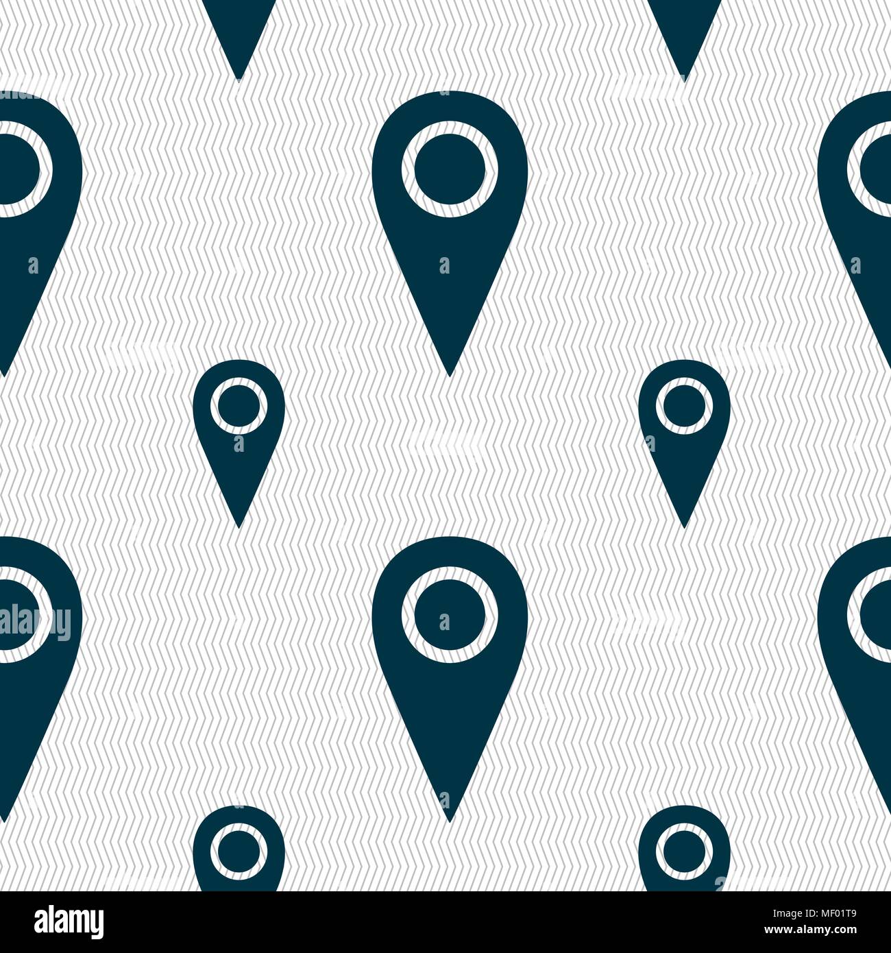 Map pointer icon sign. Seamless pattern with geometric texture. Vector ...