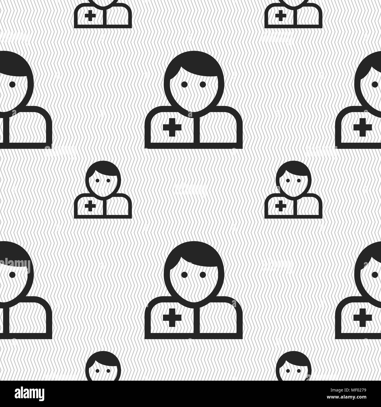 Doctor icon sign. Seamless pattern with geometric texture. Vector ...