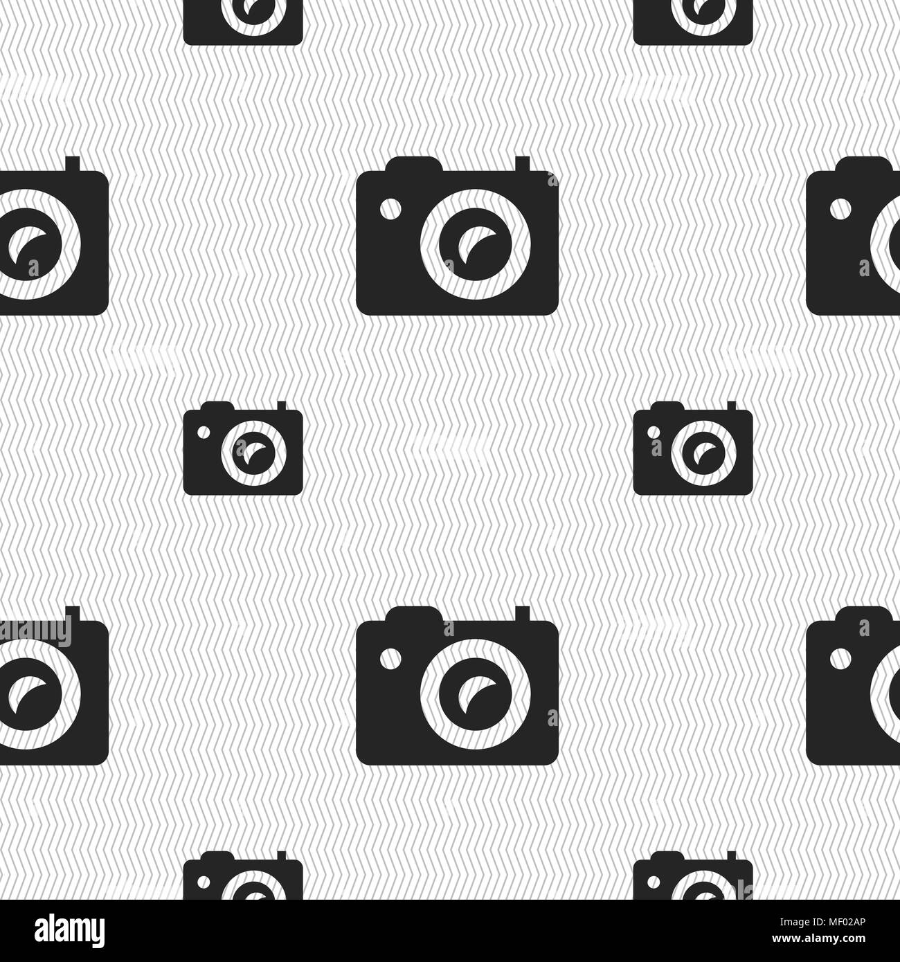 Digital photo camera icon sign. Seamless pattern with geometric texture ...