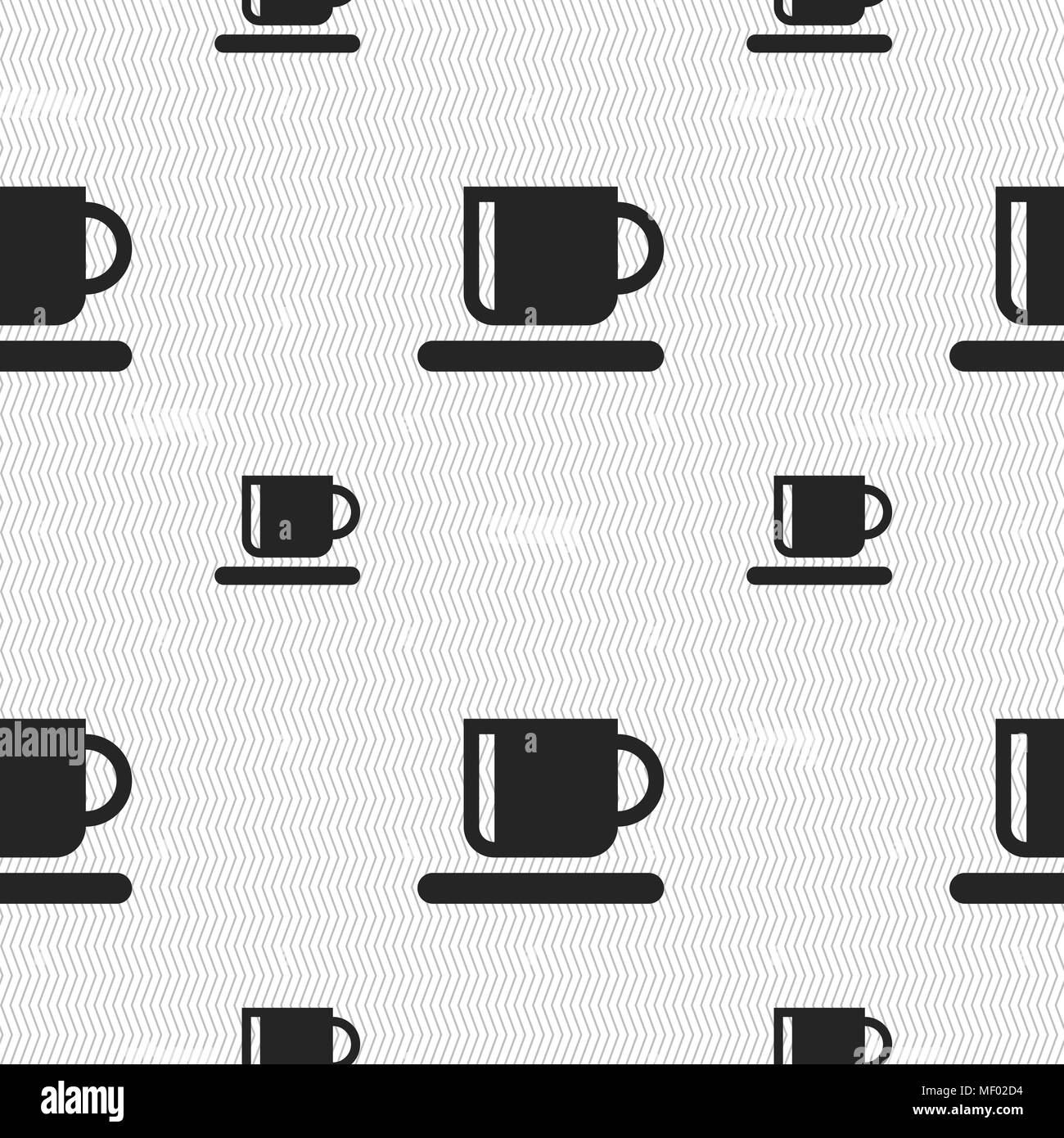 Coffee cup icon sign. Seamless pattern with geometric texture. Vector ...