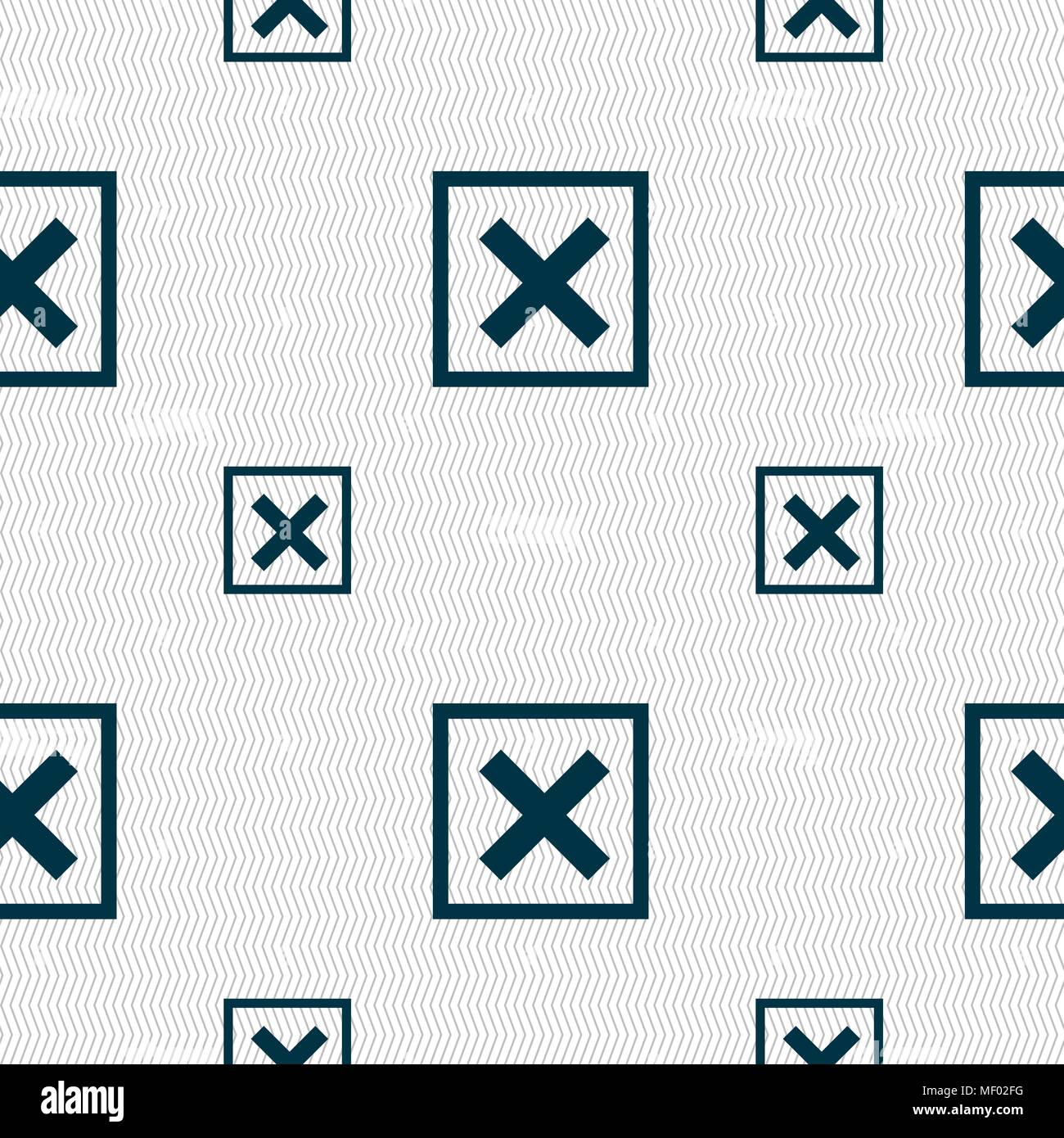 Cancel icon sign. Seamless pattern with geometric texture. Vector ...