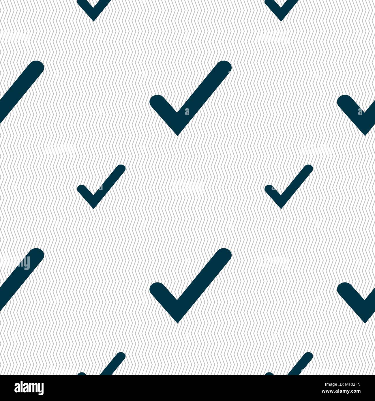 Check mark, tik icon sign. Seamless pattern with geometric texture ...