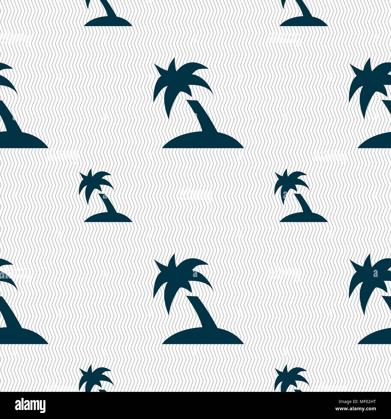 Palm Tree, Travel trip icon sign. Seamless pattern with geometric ...