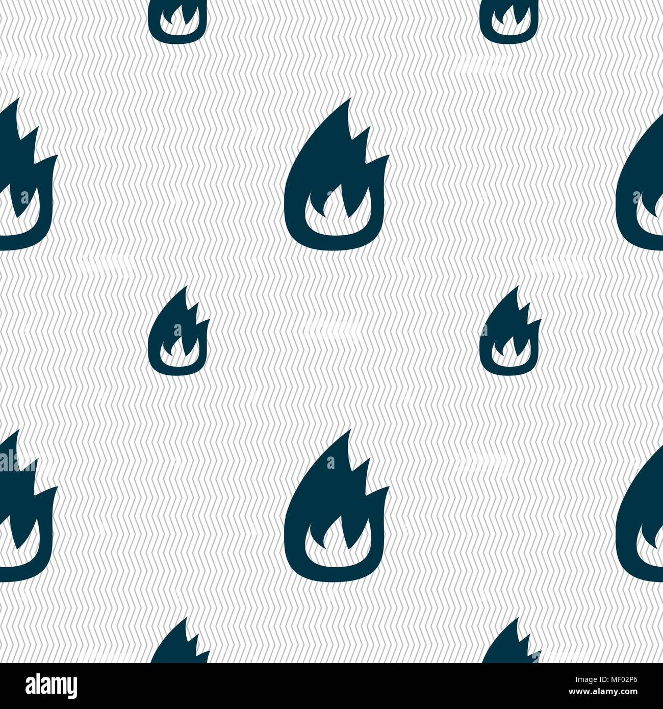 Fire flame icon sign. Seamless pattern with geometric texture. Vector illustration Stock Vector