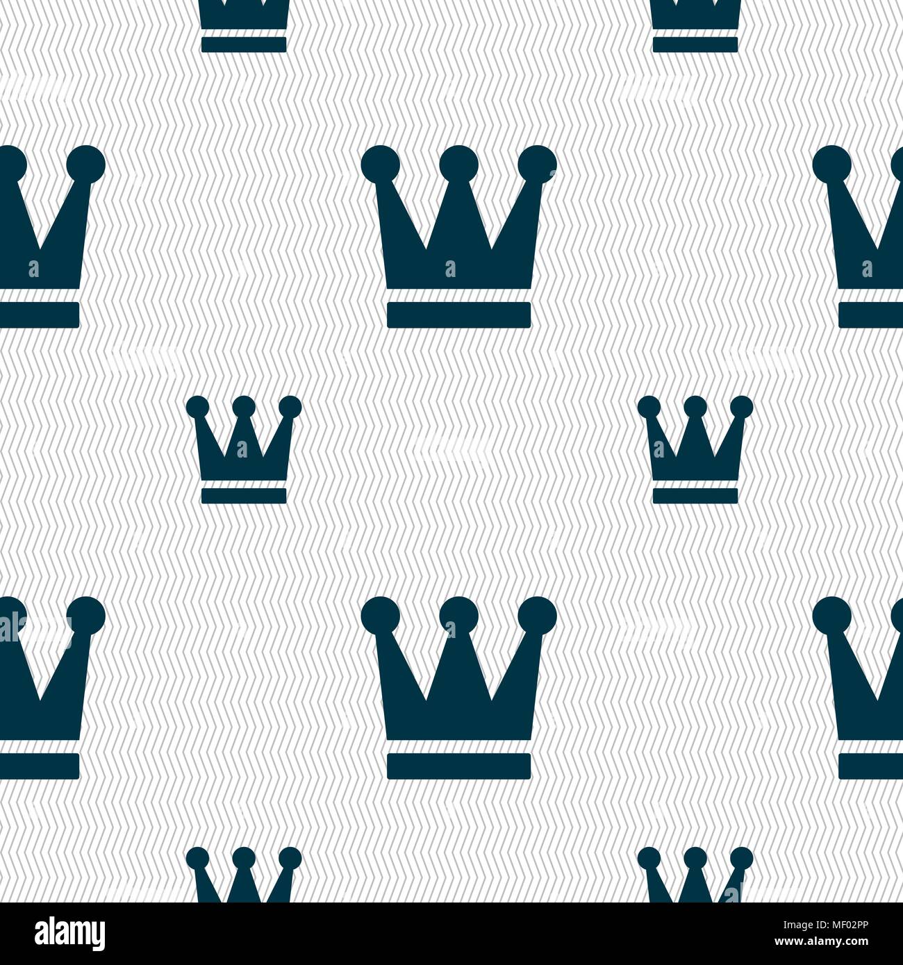 King, Crown icon sign. Seamless pattern with geometric texture. Vector ...