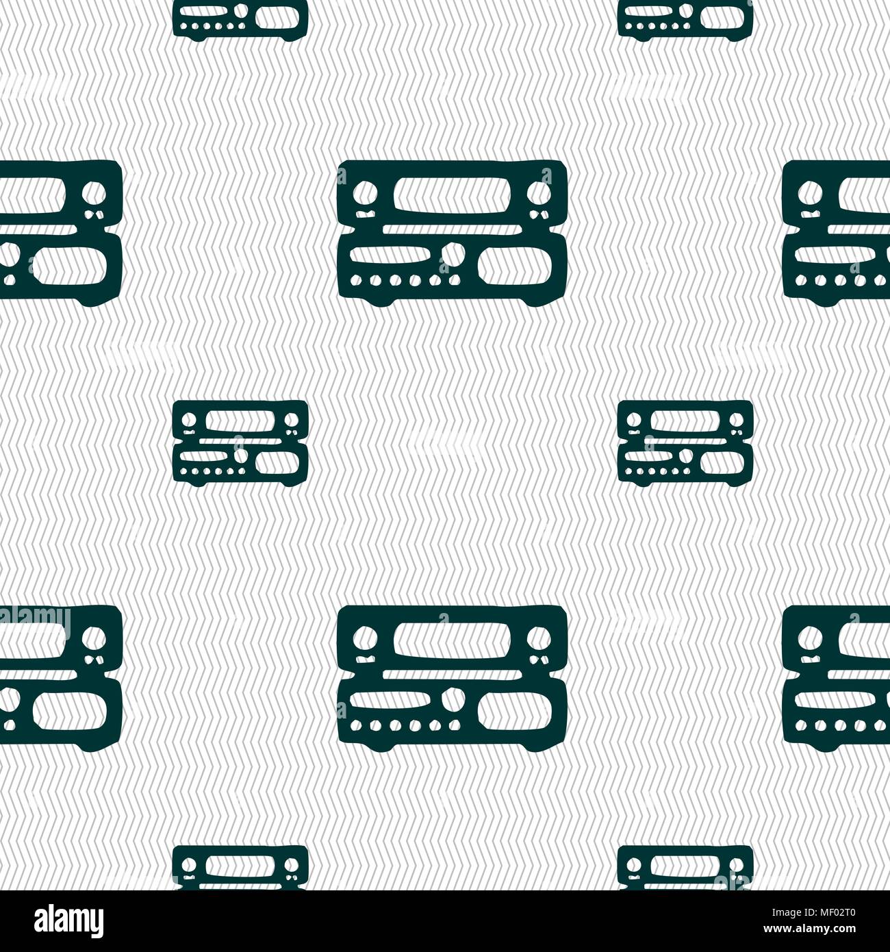 radio, receiver, amplifier icon sign. Seamless pattern with geometric texture. Vector illustration Stock Vector