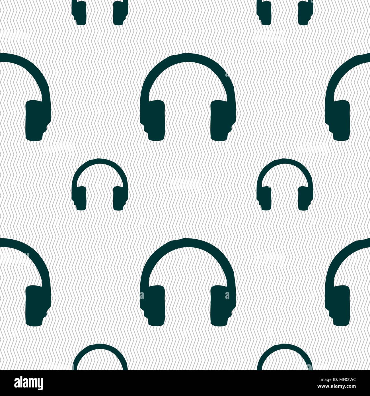 headsets icon sign. Seamless pattern with geometric texture. Vector ...