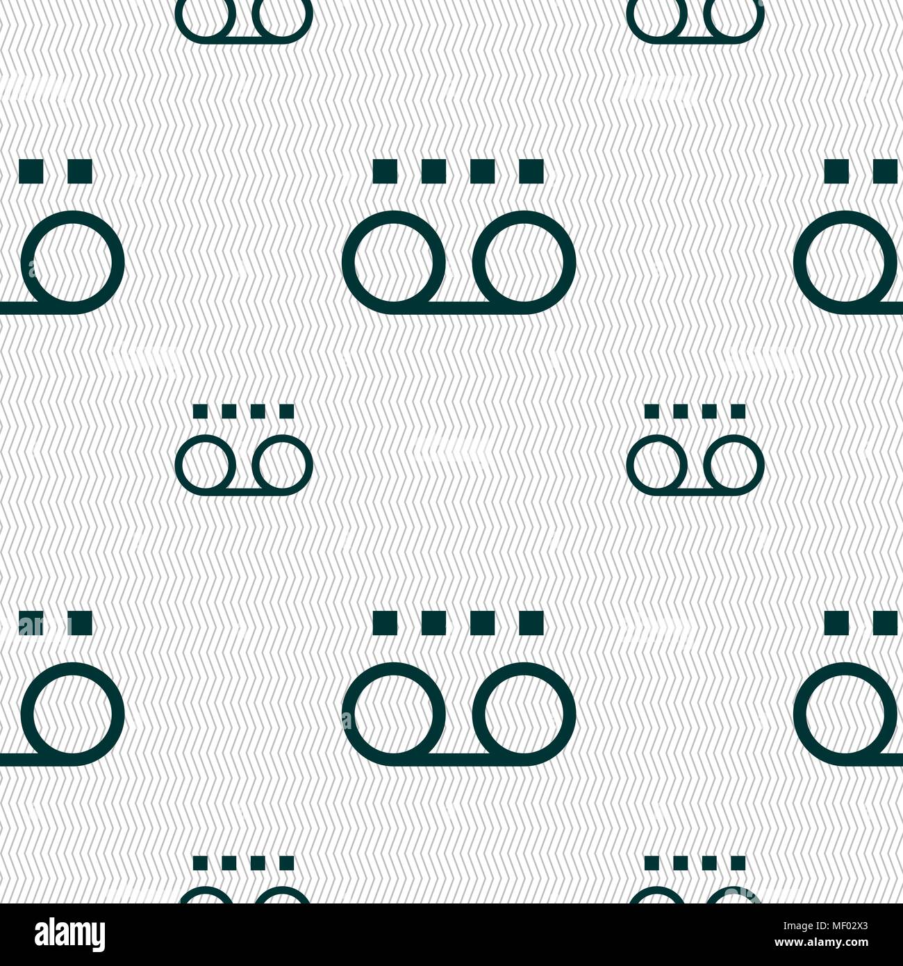 audio cassette icon sign. Seamless pattern with geometric texture. Vector illustration Stock Vector