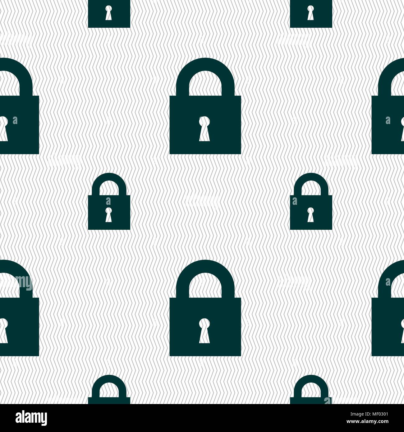 closed lock icon sign. Seamless pattern with geometric texture. Vector illustration Stock Vector