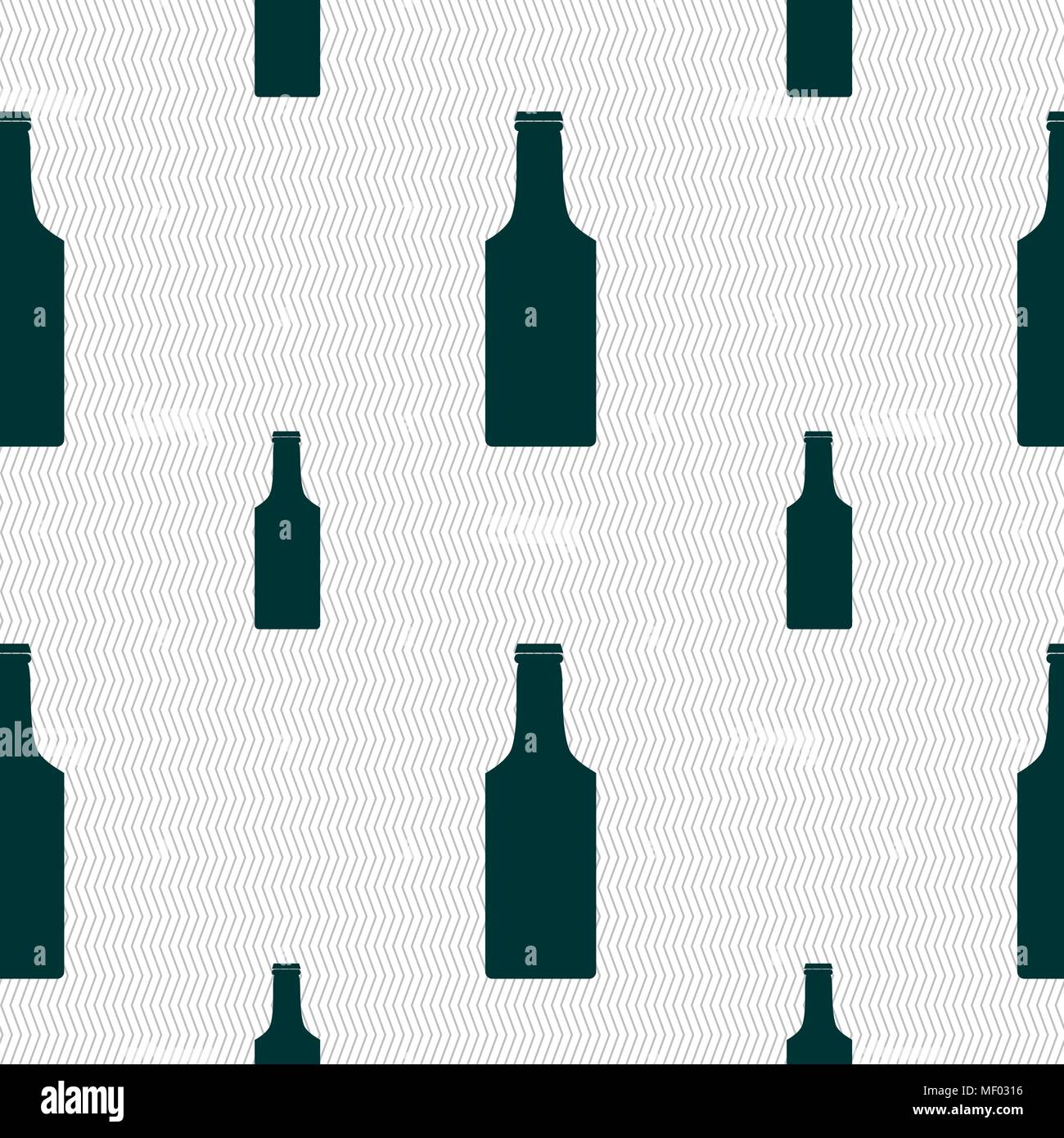 bottle icon sign. Seamless pattern with geometric texture. Vector illustration Stock Vector
