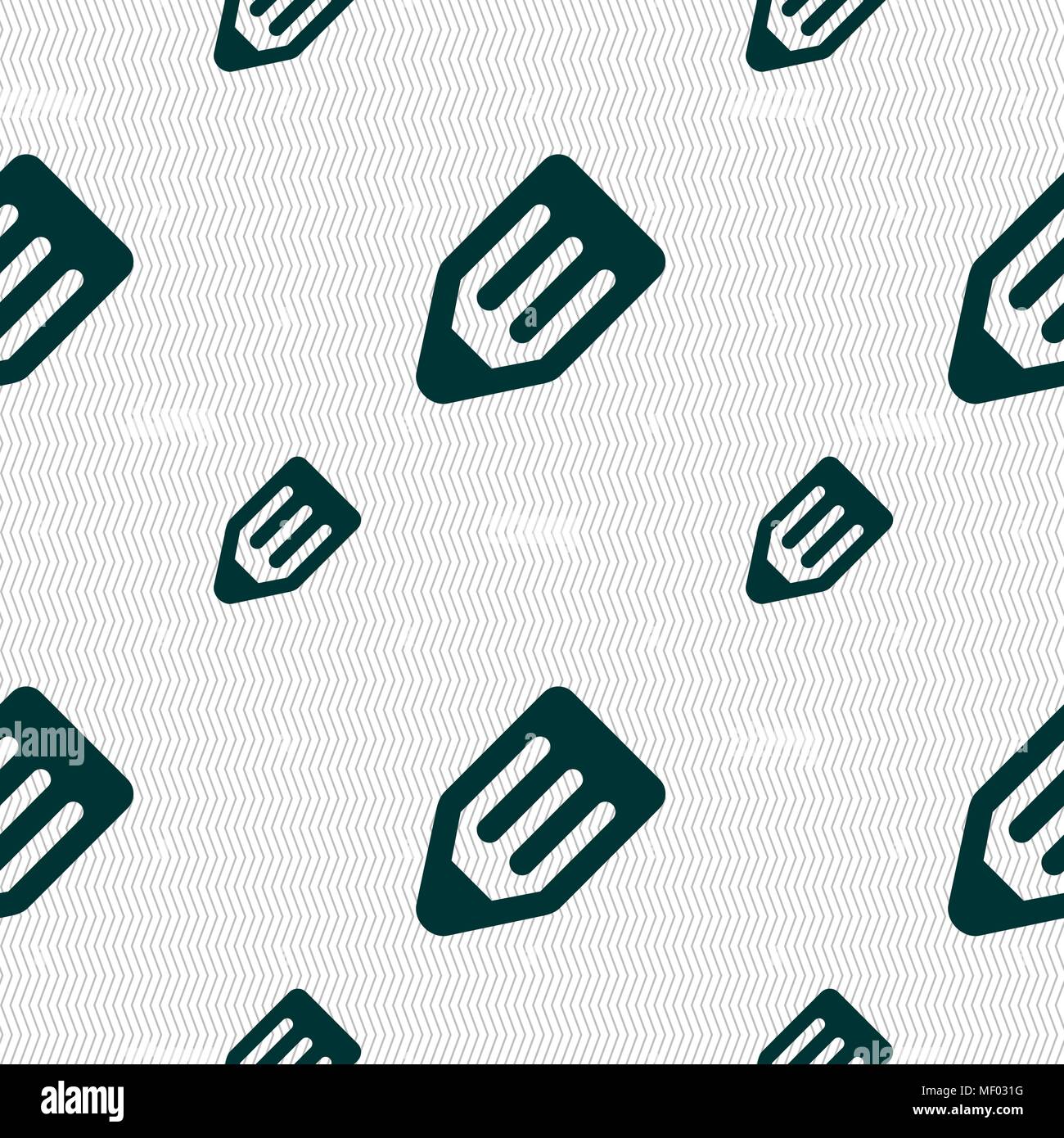 pencil icon sign. Seamless pattern with geometric texture. Vector illustration Stock Vector