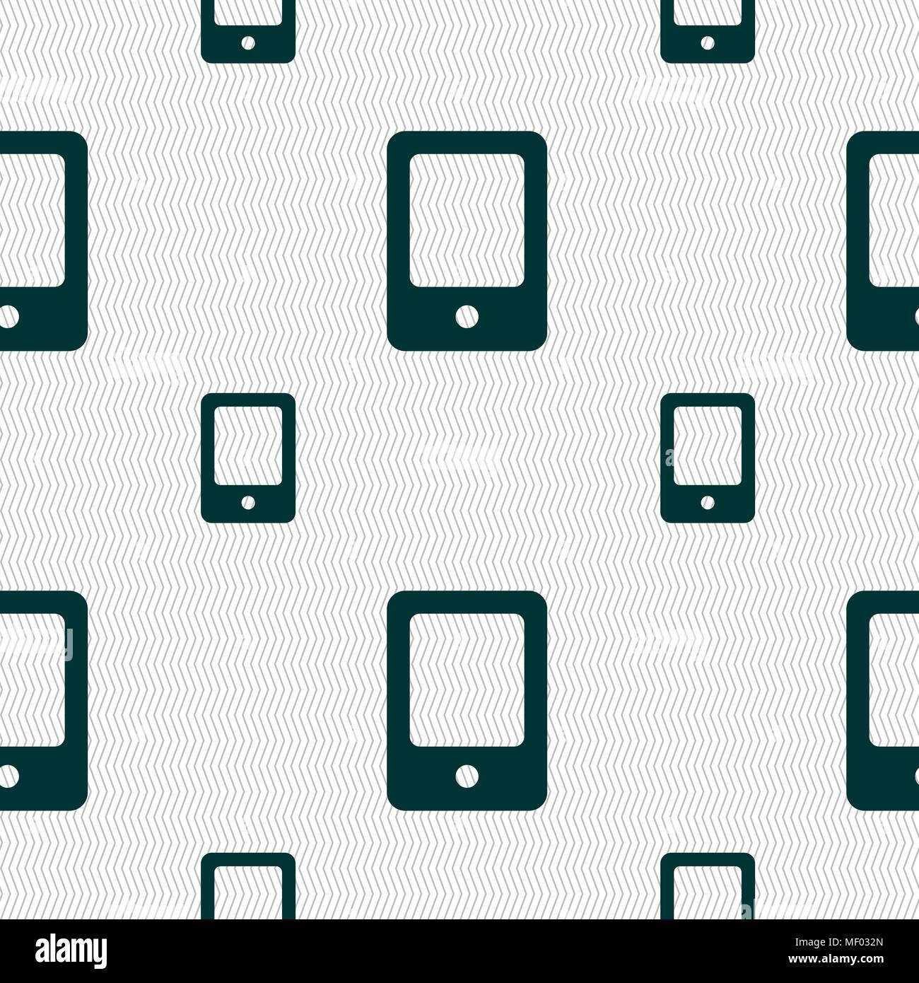 Tablet icon sign. Seamless pattern with geometric texture. Vector illustration Stock Vector
