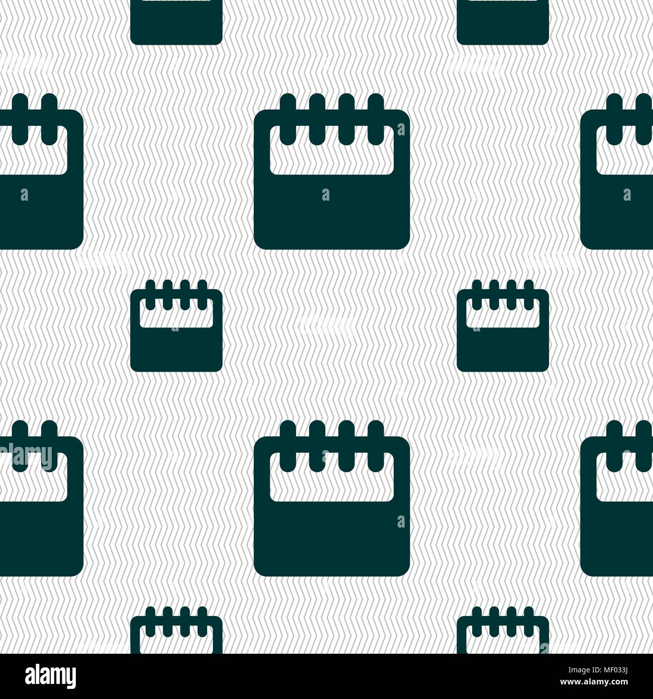 Notepad, calendar icon sign. Seamless pattern with geometric texture. Vector illustration Stock Vector