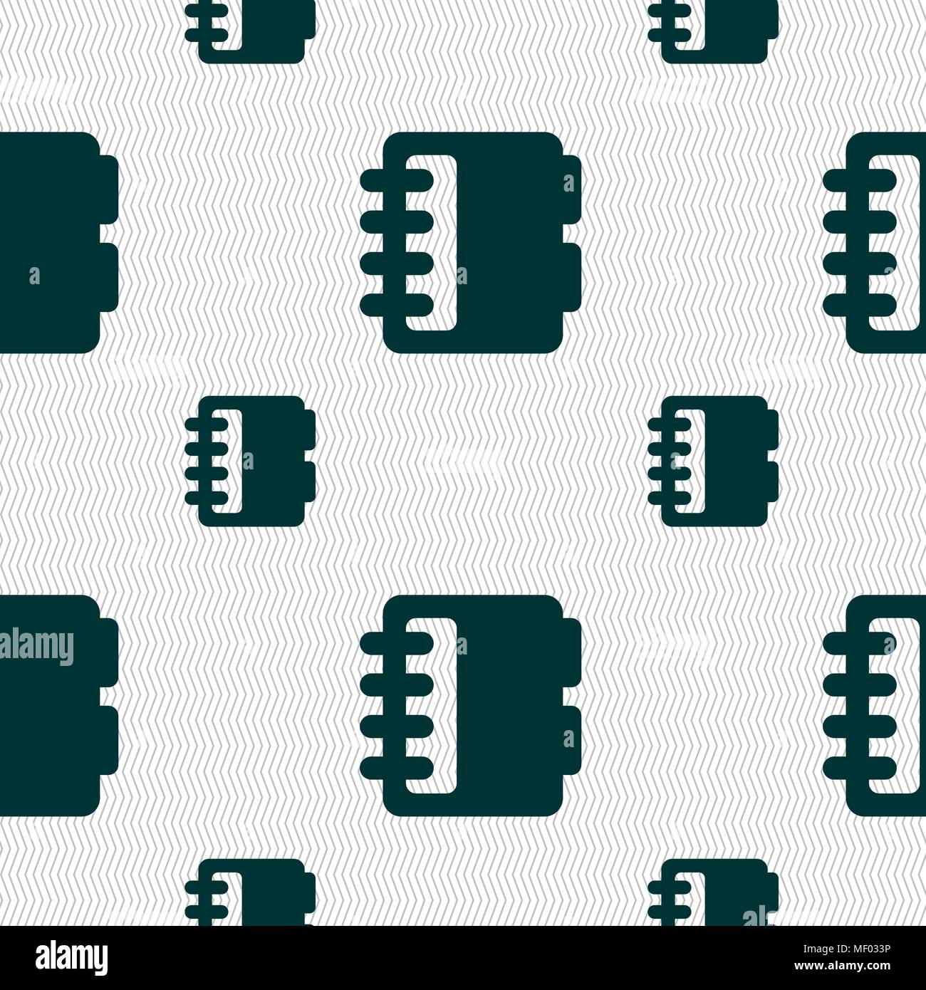 Notepad, calendar icon sign. Seamless pattern with geometric texture. Vector illustration Stock Vector