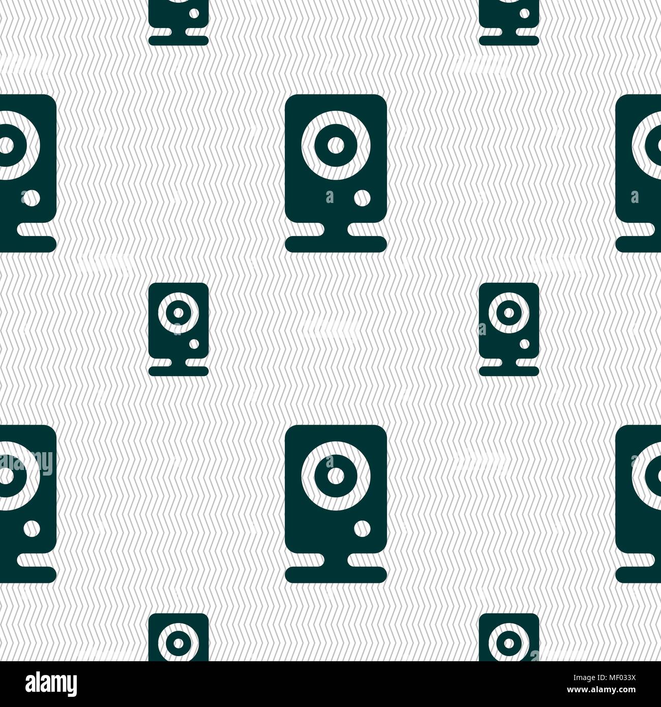 Web cam icon sign. Seamless pattern with geometric texture. Vector illustration Stock Vector