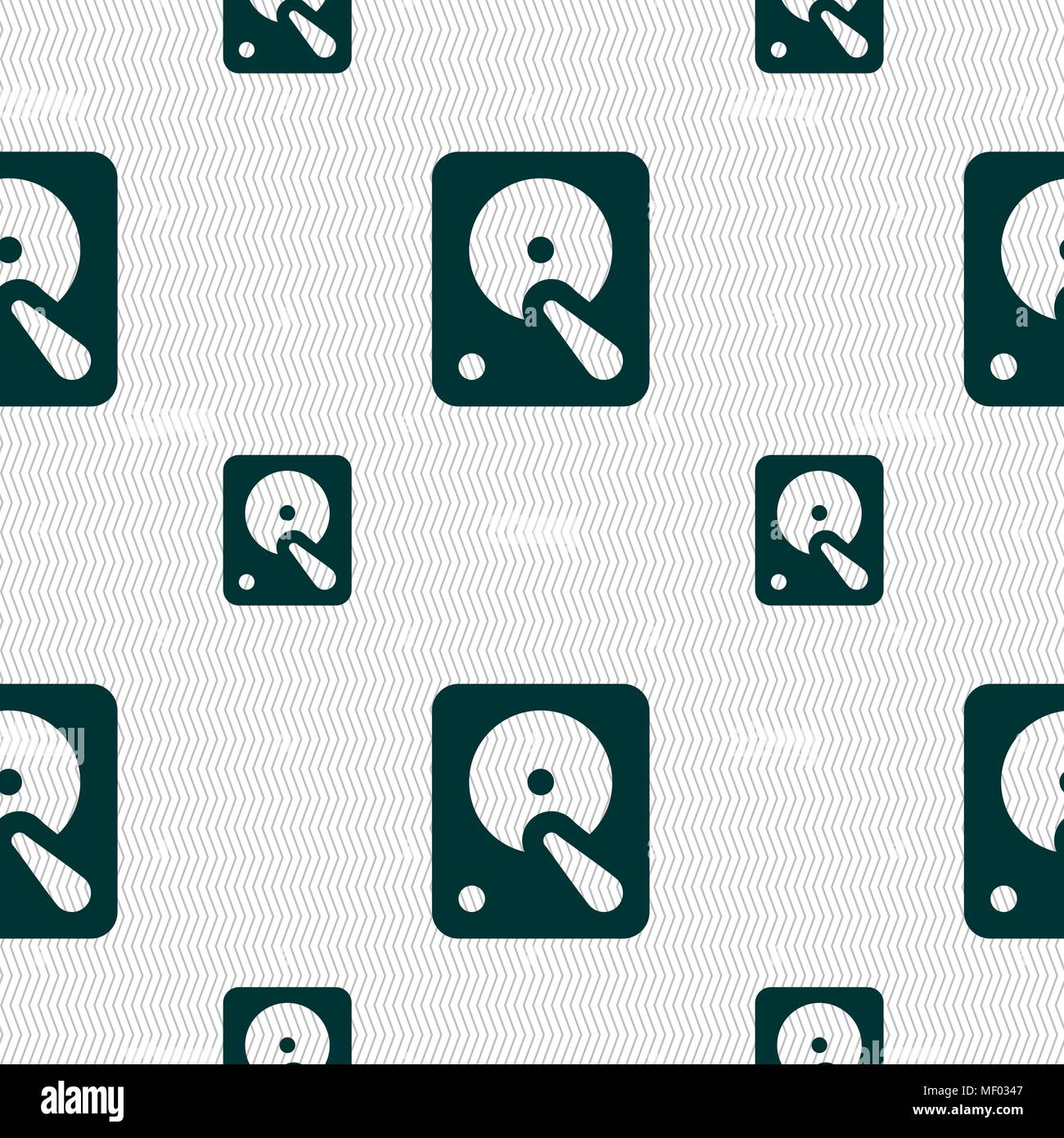 hard disk icon sign. Seamless pattern with geometric texture. Vector illustration Stock Vector